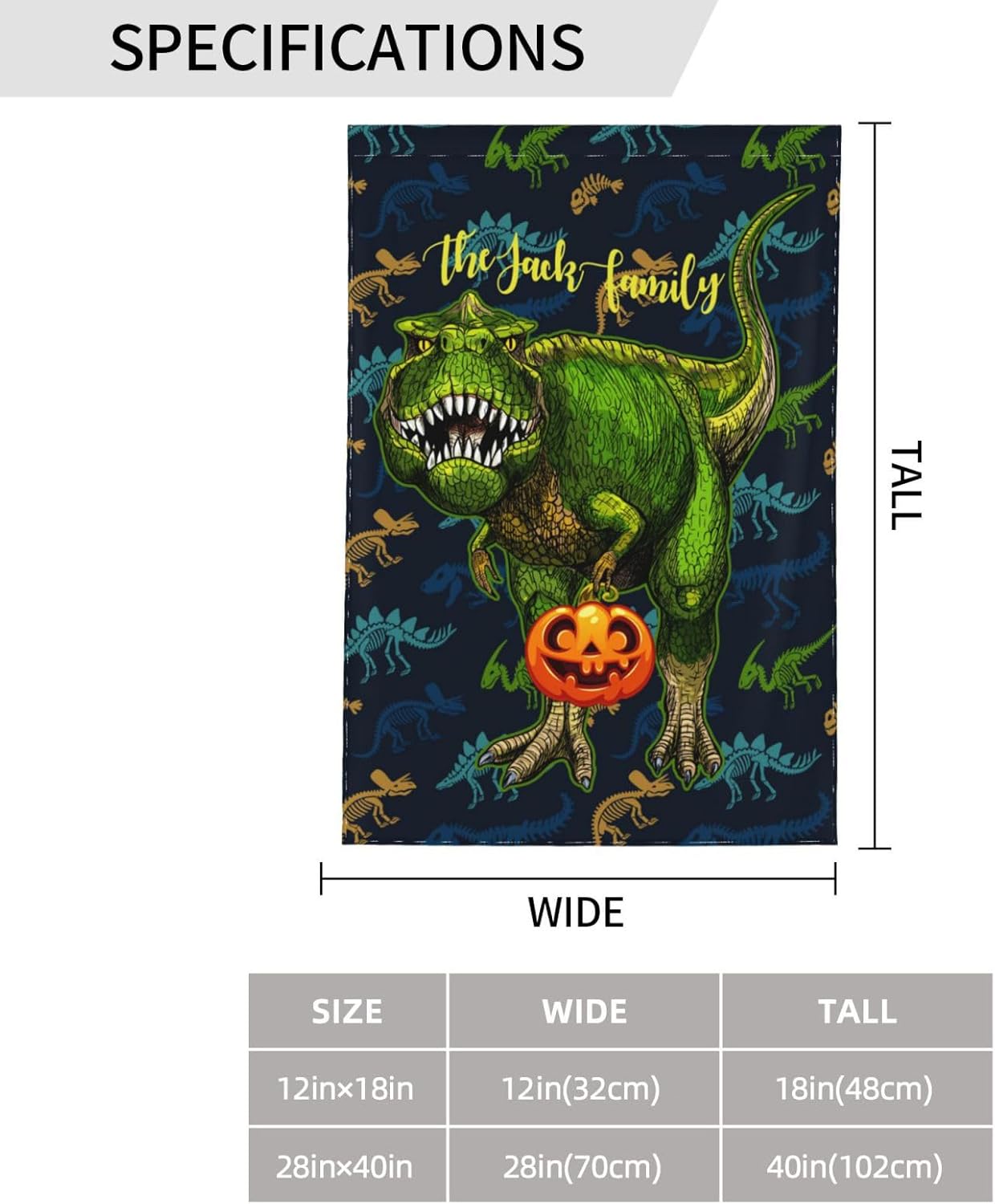 Bandera de jardín de dinosaurio personalizada con calabaza, banderas con nombre personalizado para patio exterior, decoración del hogar, pancarta de