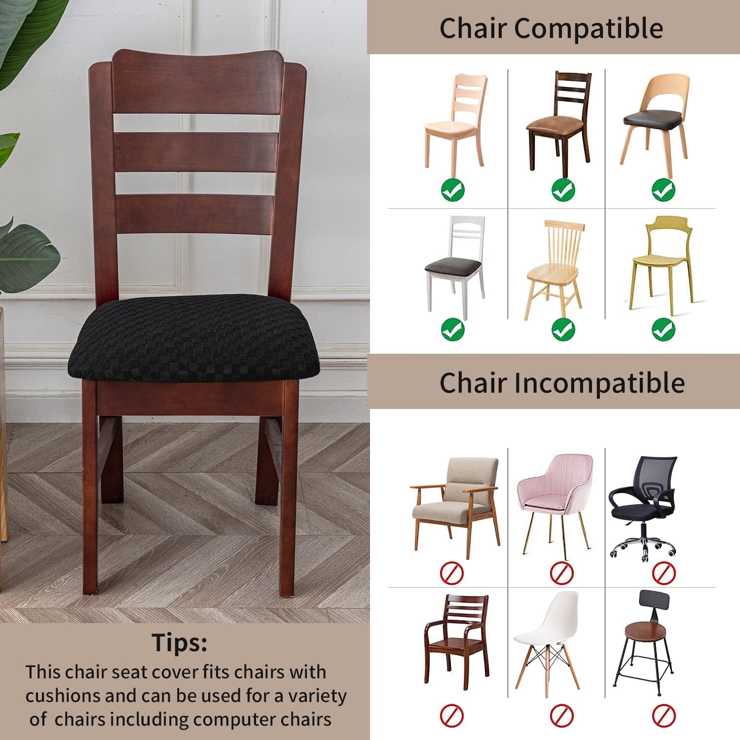 Fundas de asiento impermeables para sillas de comedor, fundas para sillas de comedor, fundas para sillas de cocina, fundas de asiento de jacquard