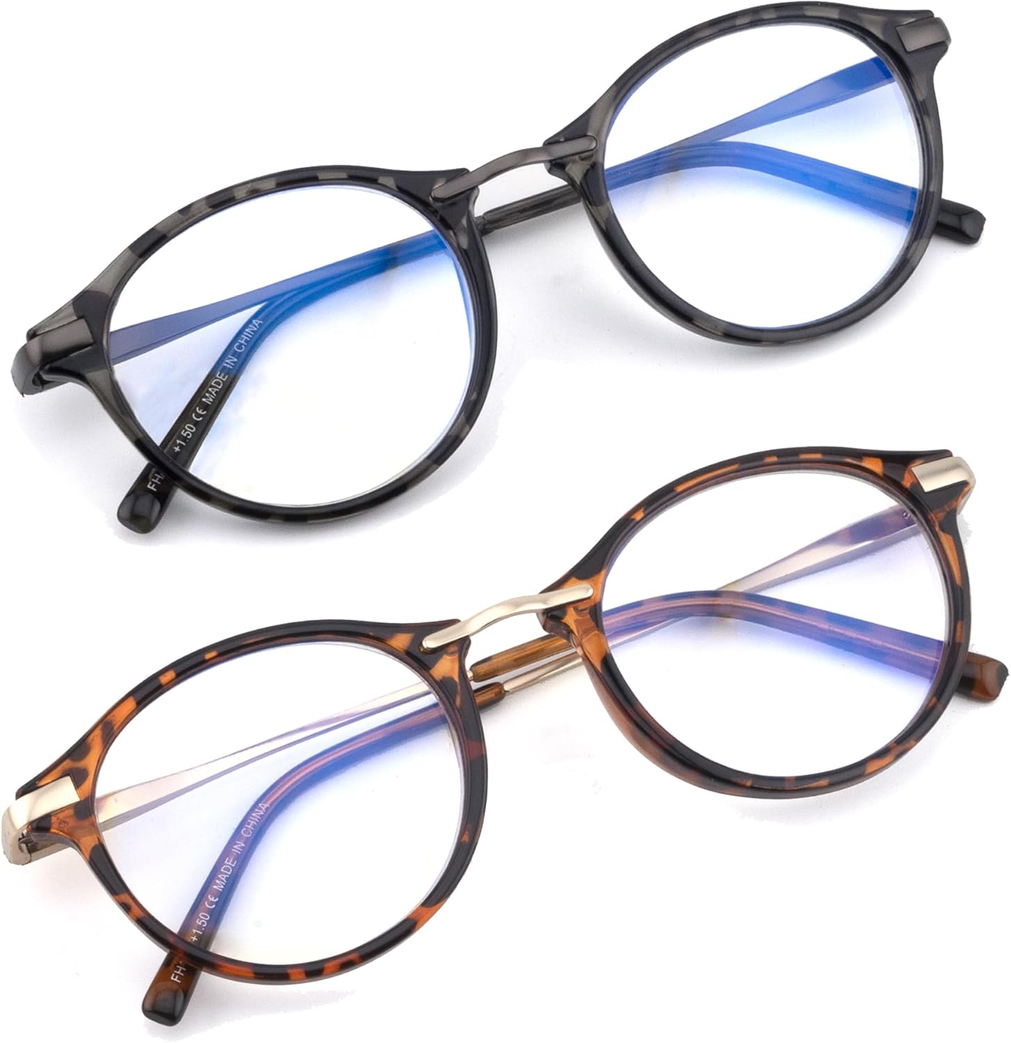 SOPHILY Gafas de lectura redondas para mujeres y hombres, multienfoque progresivolente ampliada completa, bloqueador de luz azul