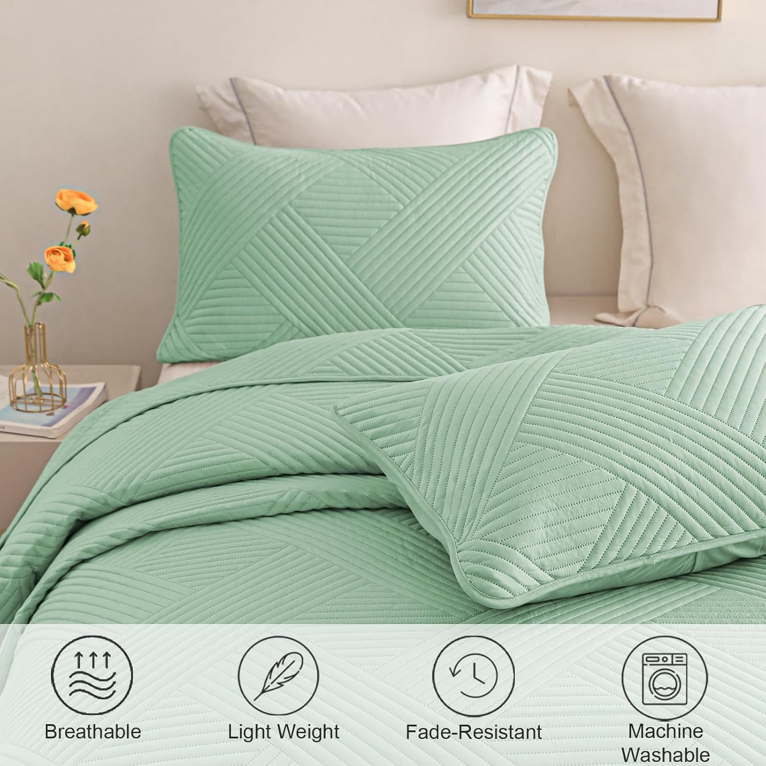 Whale Flotilla Juego de edredón tamaño individual, colcha suave y ligera con patrón en relieve, juegos de ropa de cama con funda de almohada, funda