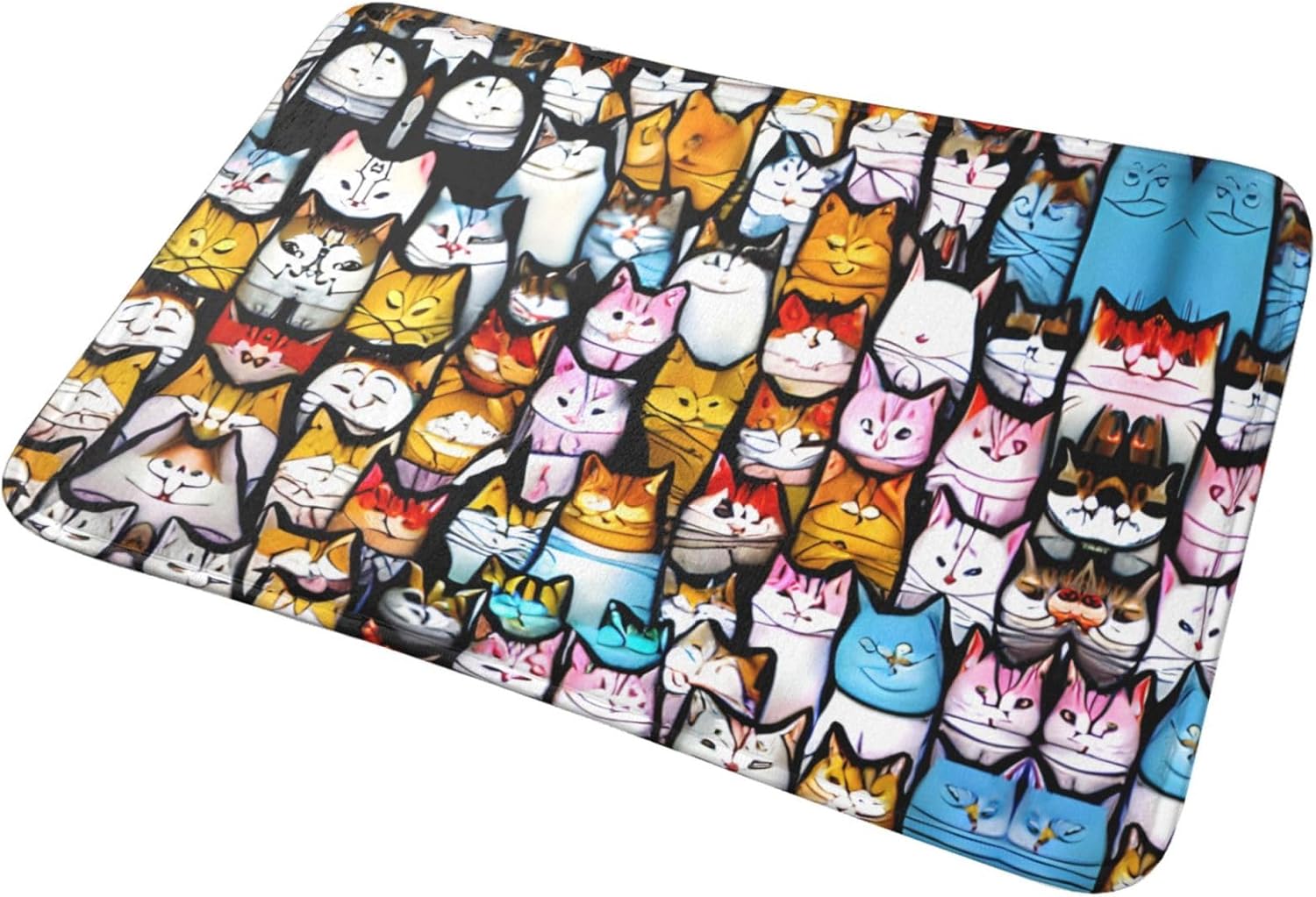 Felpudo de puerta con diseño de gatos de dibujos animados, para exteriores, para el piso de entrada del hogar, fácil de limpiar, felpudos de patio,