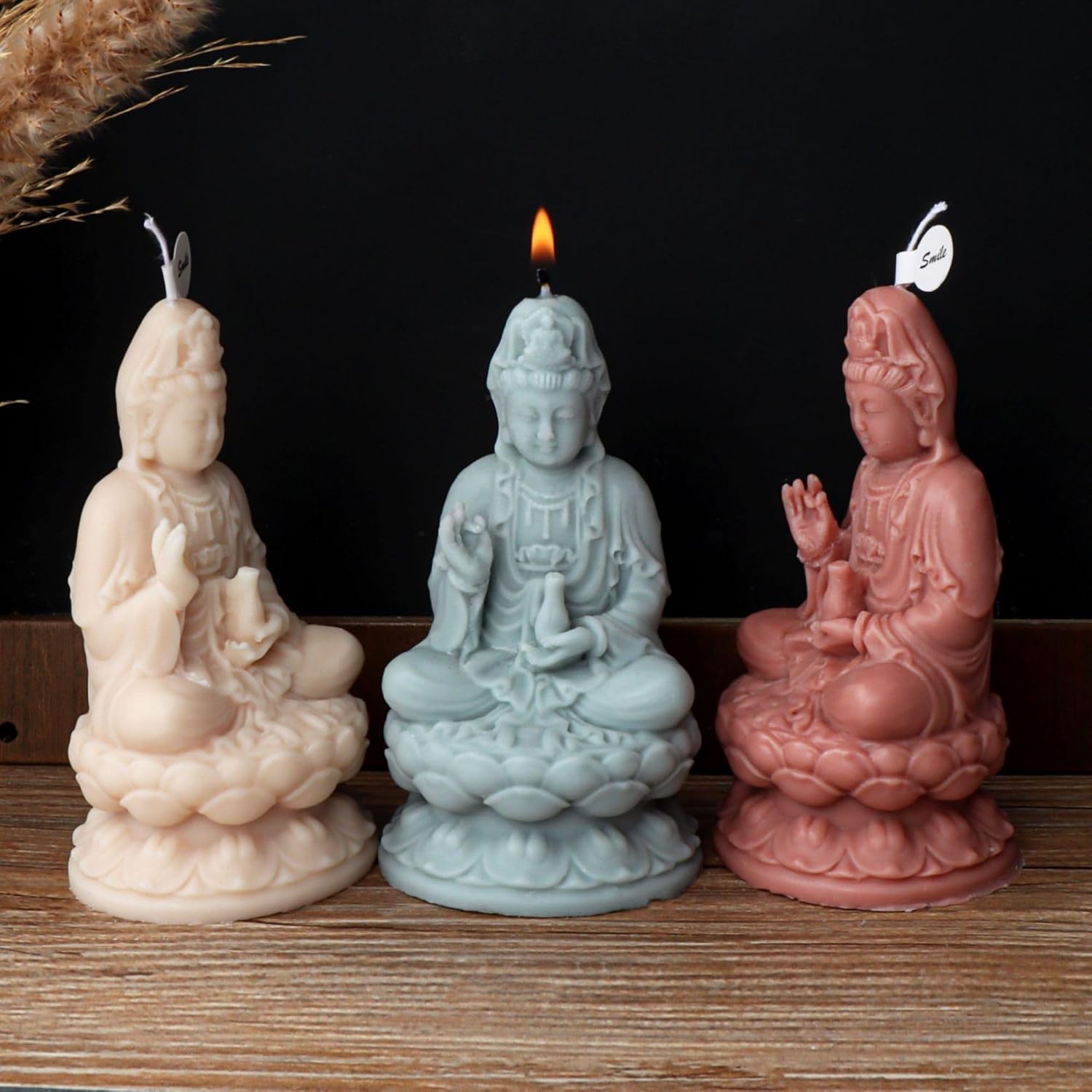 Molde de vela de Buda 3D Quan Yin Buddha estatua de silicona para escultura, vela de cera de soja, arte de resina, manualidades de bricolaje