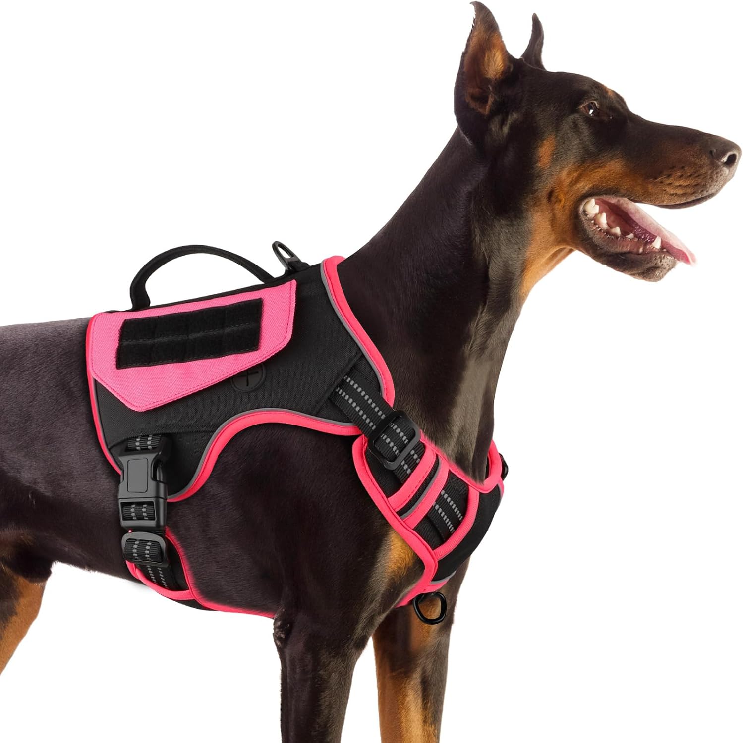 WINGOIN Arnés táctico para perros pequeños, arnés antitirones con asa, 2 bolsillos, chaleco reflectante para perro, hebilla de metal, arnés