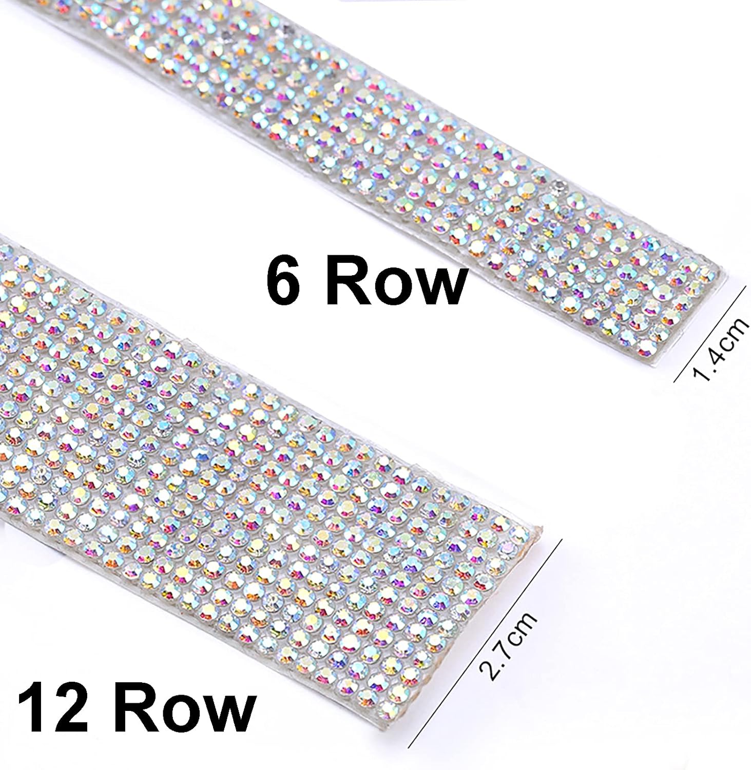 Cinta autoadhesiva de diamantes de imitación de cristal, calcomanía brillante con gemas de purpurina de 0.079 pulgadas para artes, manualidades,