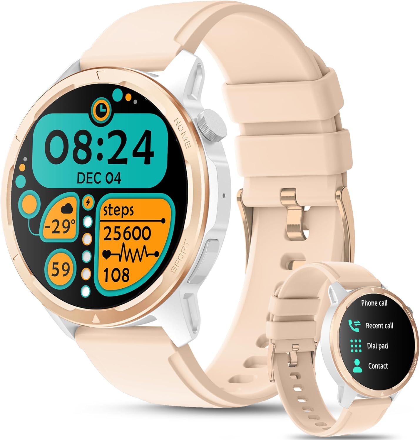 Wwzzey Reloj inteligente para mujer (hacer llamadas y responder llamadas), IP68 resistente al agua con podómetro, notificación de mensajes,