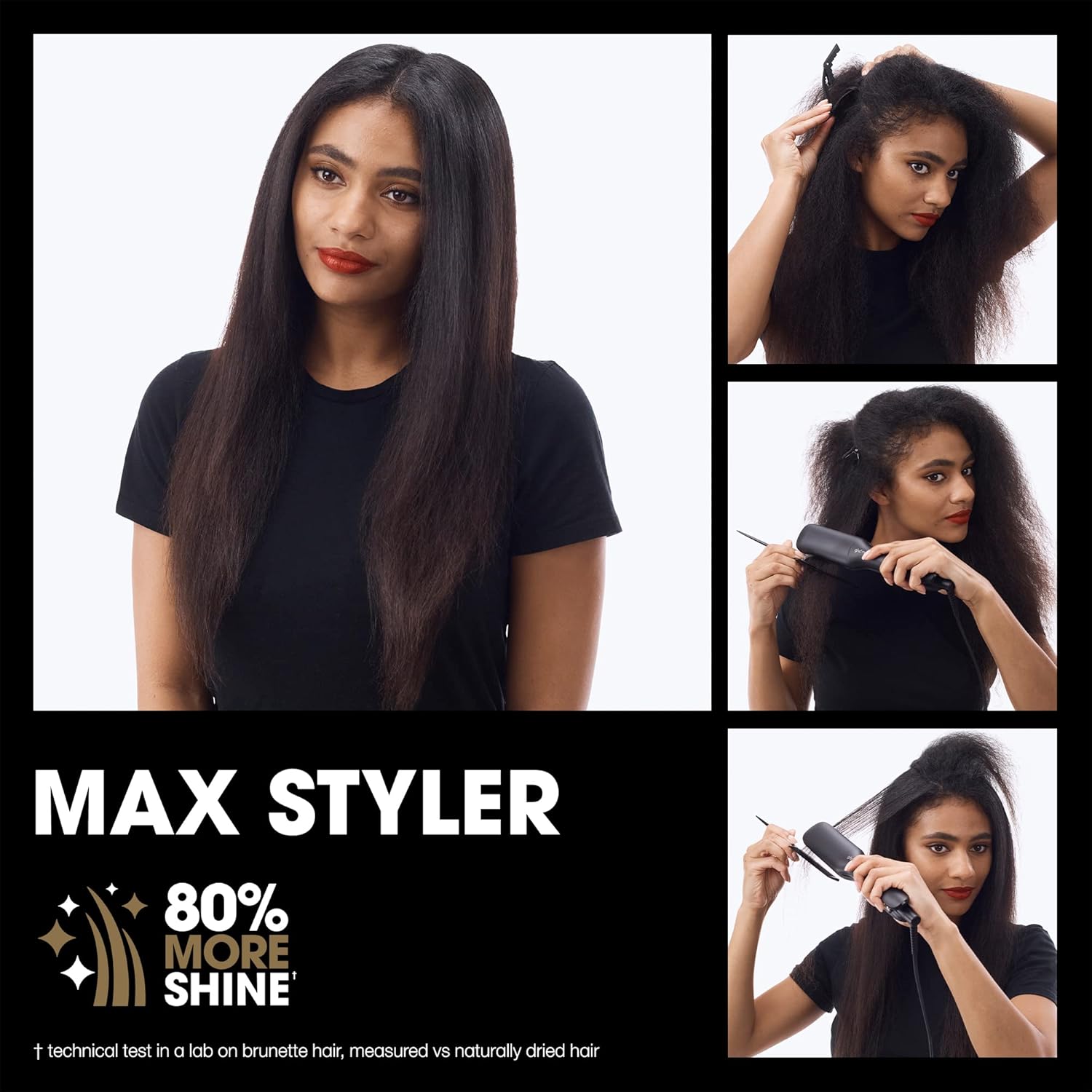 ghd Max Styler Essentials Duo – Plancha plana de 2 pulgadas de ancho para alisar el cabello (negro) con protector de cuerpo en aerosol de protección