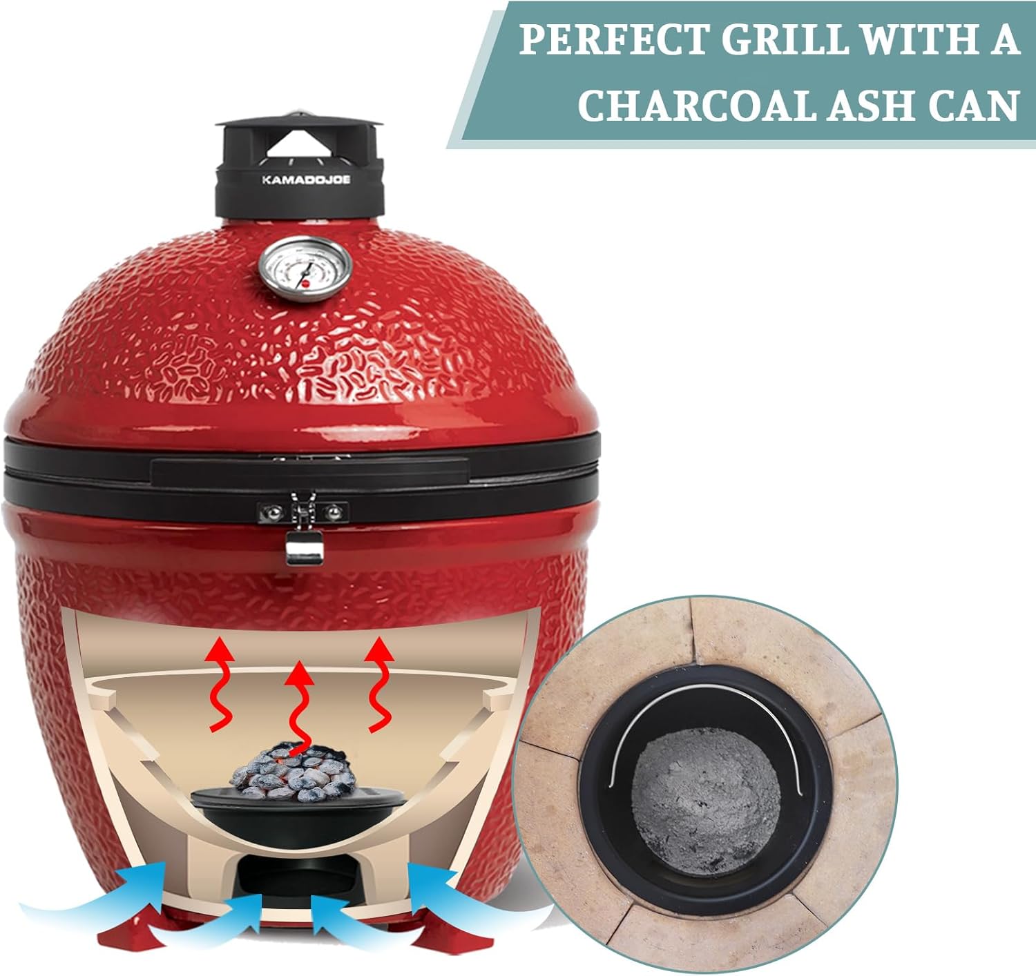 Contenedor de cenizas con mango plegable para Kamado J Classic, colector de cenizas de carbón imprescindible para parrilla Kamado, accesorios de
