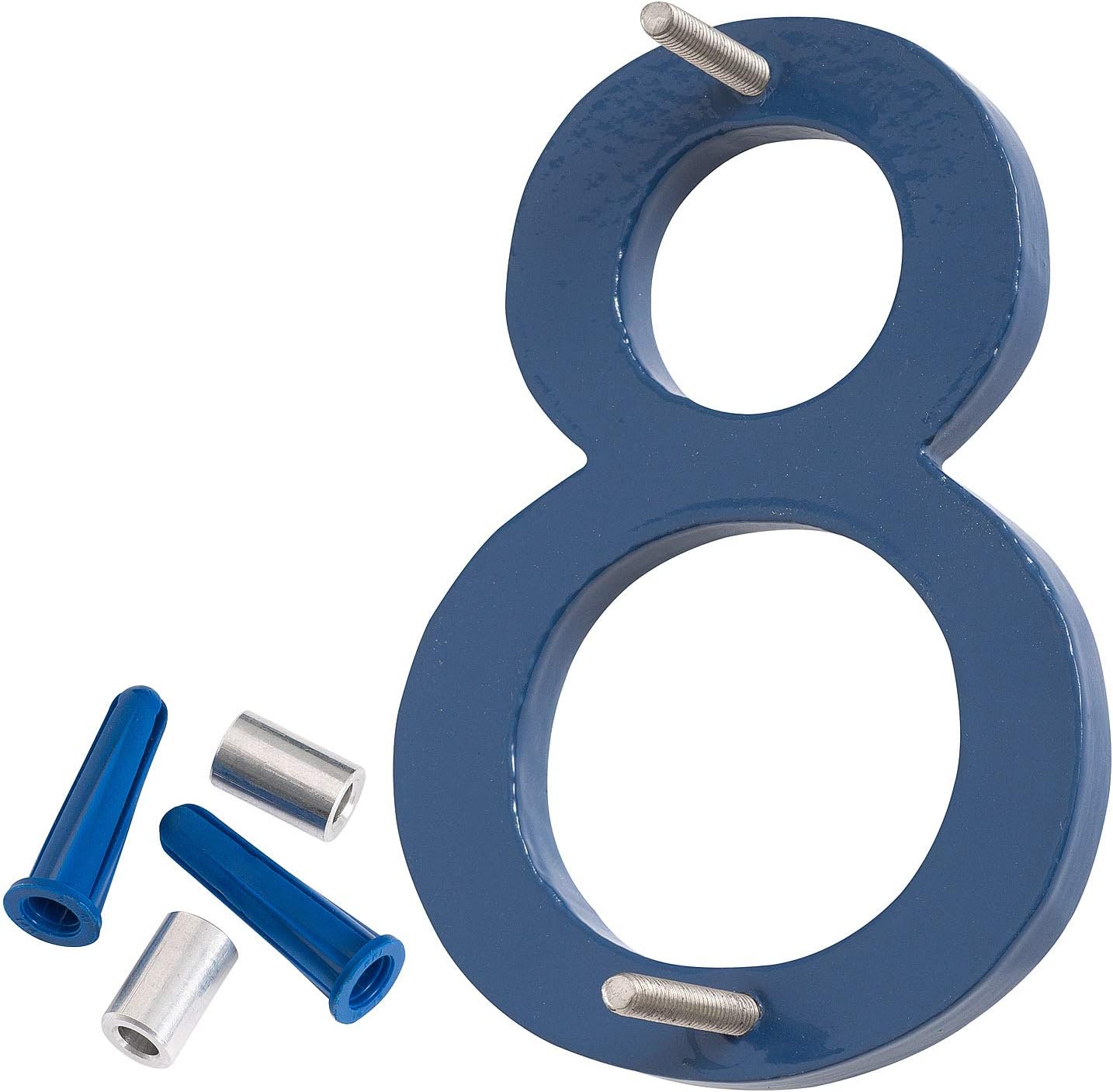 Montague Metal Products MHN-08-F-SB1-8 Números de casa de dirección flotantes modernos de aluminio cepillado sólido, 8 pulgadas, azul marino