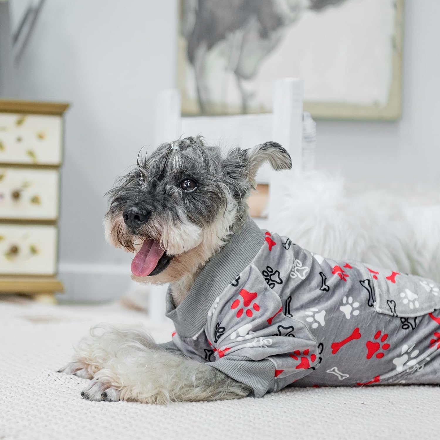 PUPTECK Pijama de forro polar suave para perros pequeños y medianos, adorables suéteres para cachorros, ropa de pijama, abrigo ligero para gatos,