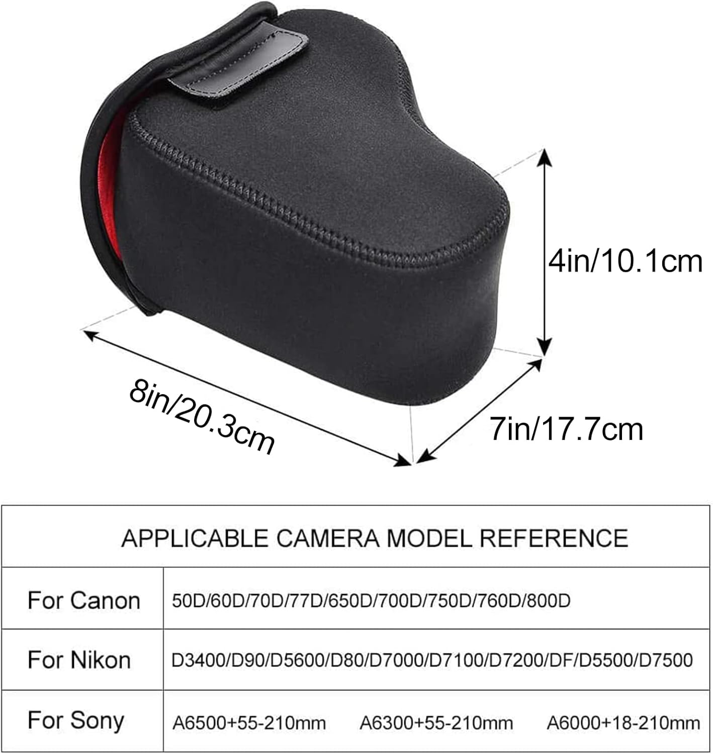 CADeN Funda para cámara DSLR SLR con protección de neopreno, compatible con Nikon, Canon, Pentax, Sony, etc. (grande, negro)