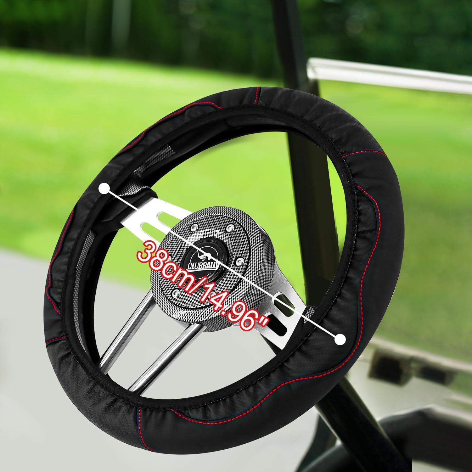 Funda universal para volante de carrito de golf, funda de cuero antideslizante de 15 pulgadas para auto club, Yahama, EZGO (negro)