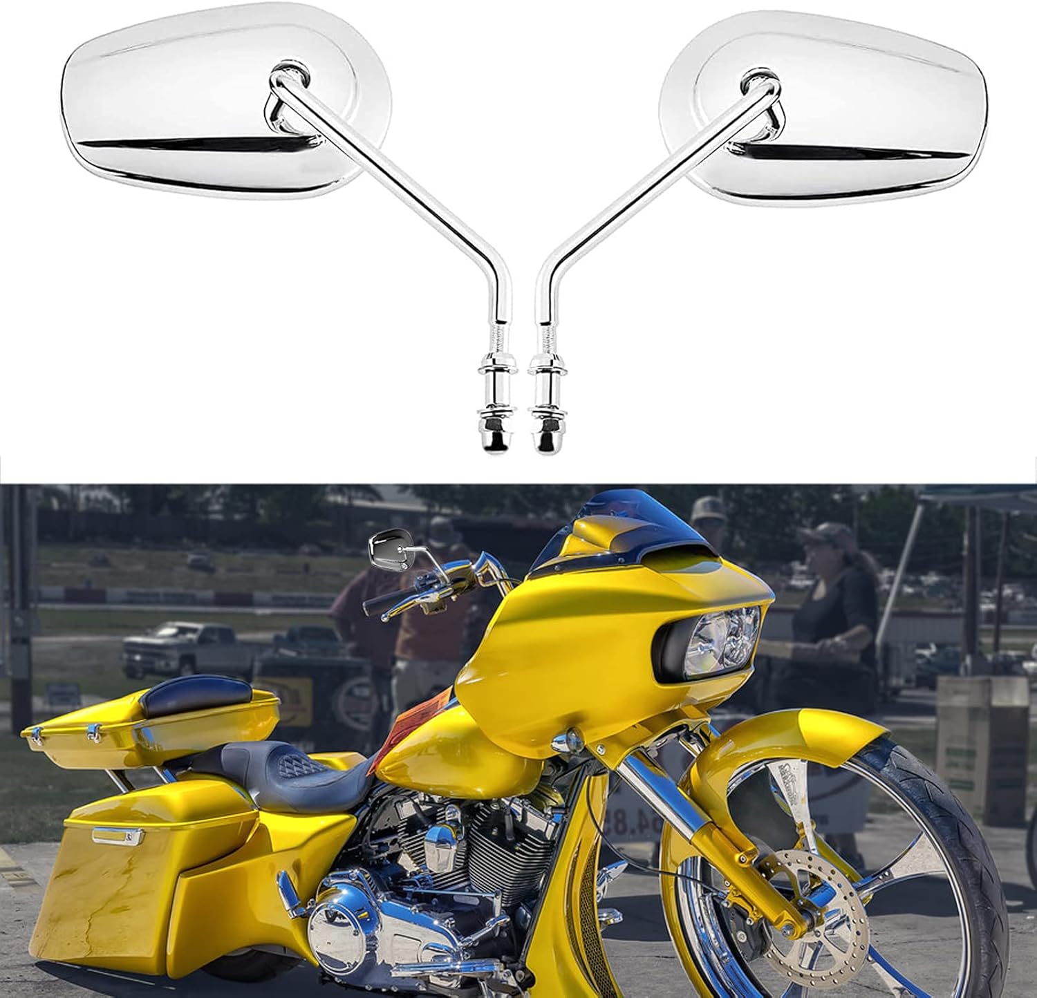 0.315 in cromo motocicleta retrovisión lateral espejos para Street Glide Road King Softail XL 883 1200 Sportster