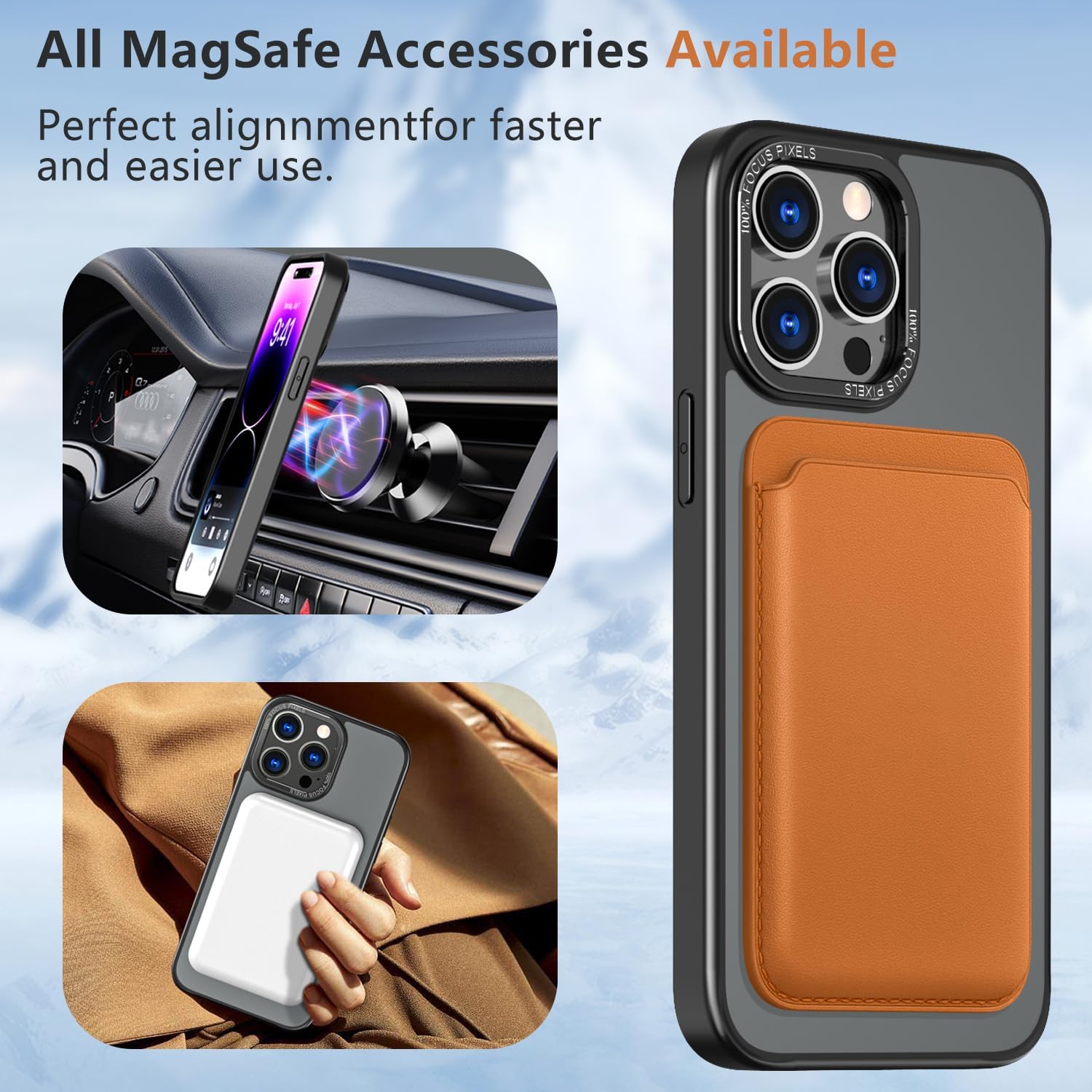 Funda magnética para iPhone 15 Pro Max compatible con Magsafe, grado militar, a prueba de golpes, mate, delgada, con soporte de anillo magnético