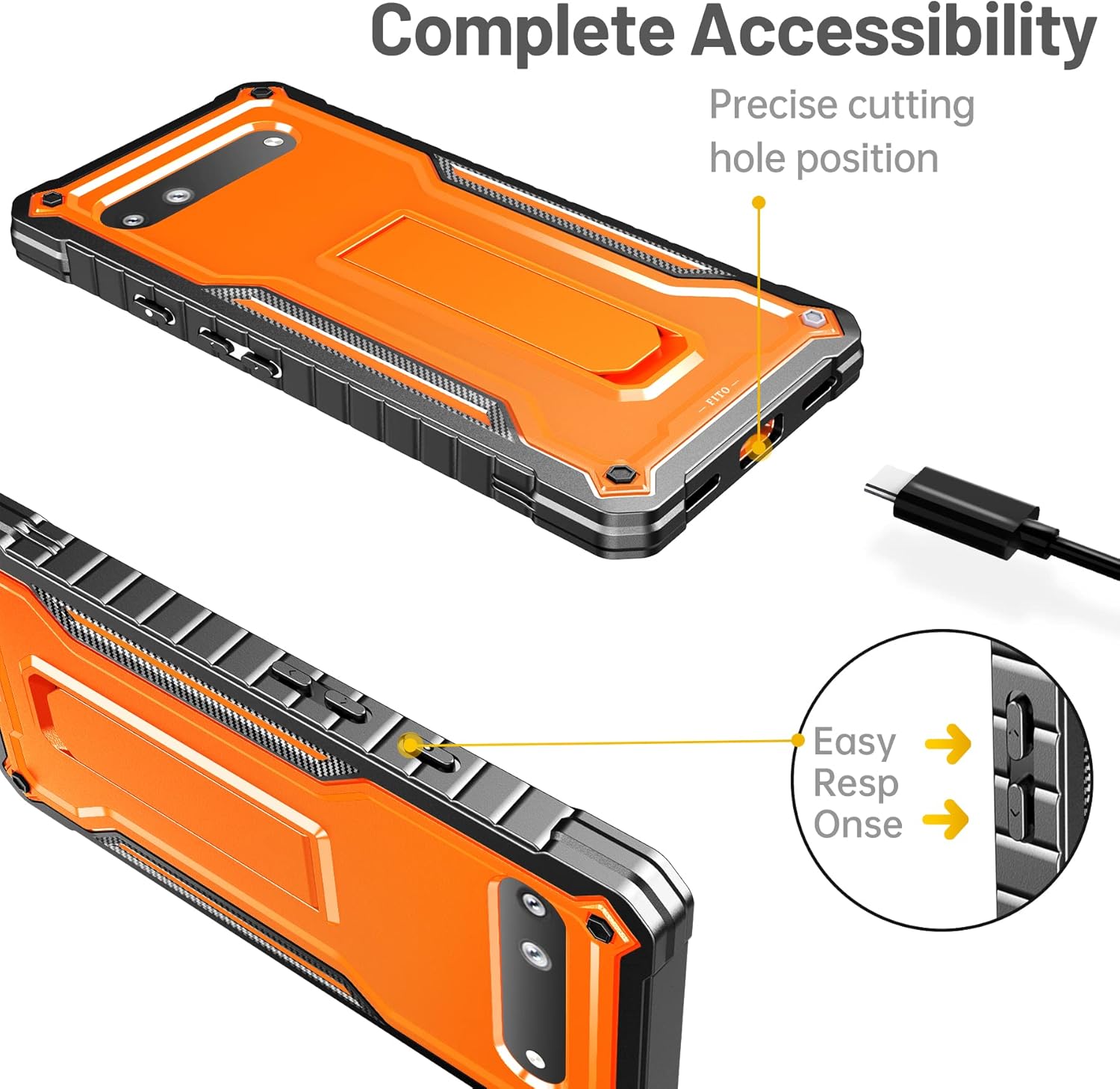 FITO Funda para Google Pixel 6A, funda resistente a prueba de golpes de doble capa con protector de pantalla de vidrio templado con soporte