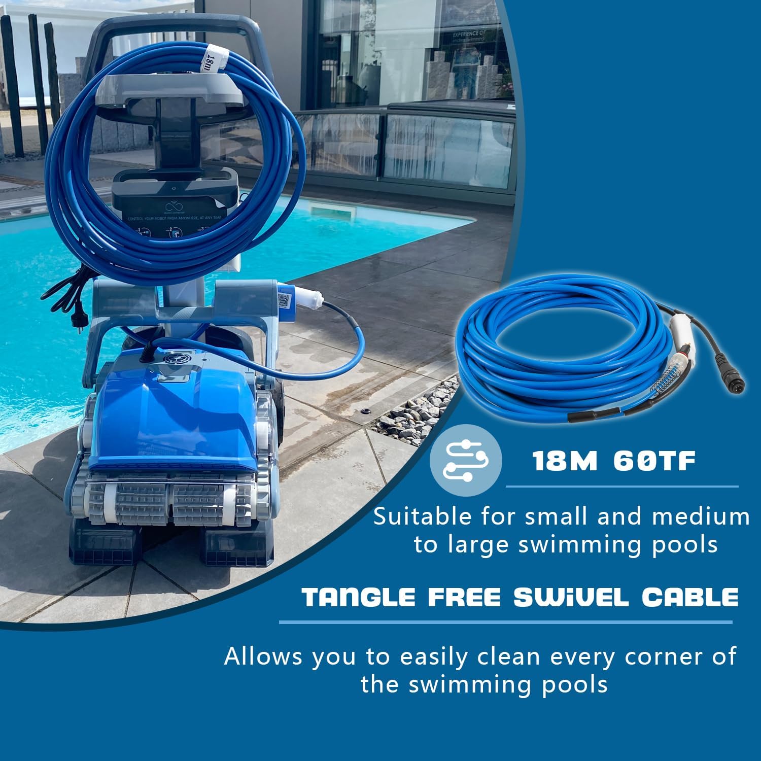 Zymurgoes 9995872 – Conjunto de cable y giratorio de 3 cables para limpiadores robóticos Dolphin DX4 DX6 Triton Edge Deluxe 5 DLX5 Apollo & Plus