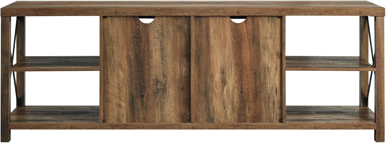 Walker Edison – Mueble de almacenamiento moderno, estilo casa de campo, de metal y madera, con laterales en X, para sala de estar, para TV de hasta