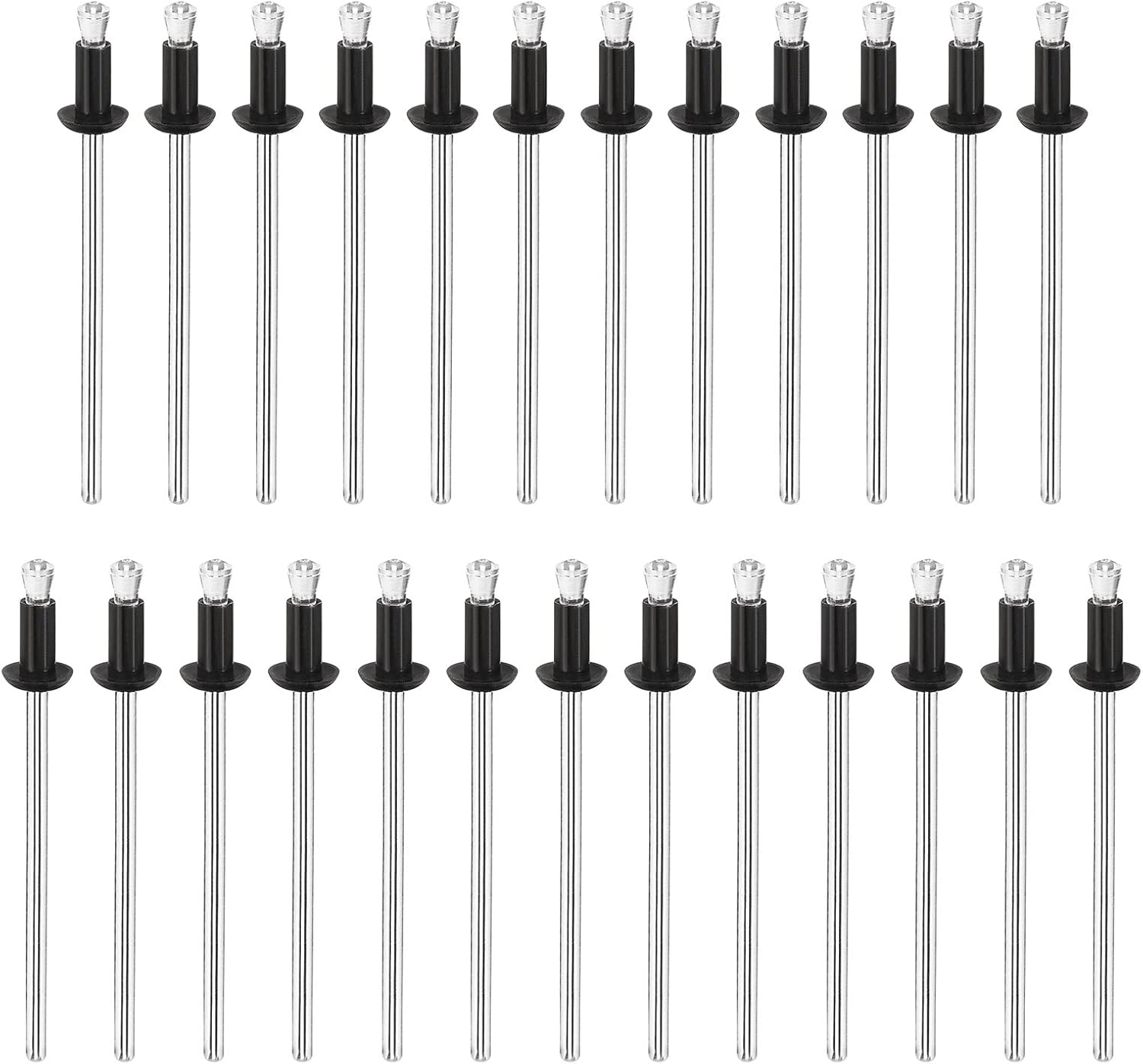 uxcell Remaches ciegos de nailon, 18 x 14 pulgadas (0.126in x 0.252in), cierre de remache para tablero de PC, color negro, 25 unidades