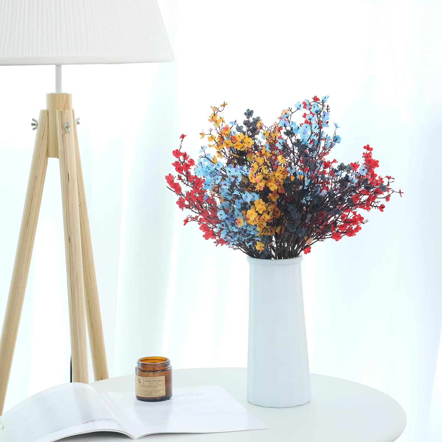 CEWOR 10 paquetes de flores falsas para decoración de otoño, imitación de aliento de bebé, flores artificiales de seda de gypsophila, ramos florales