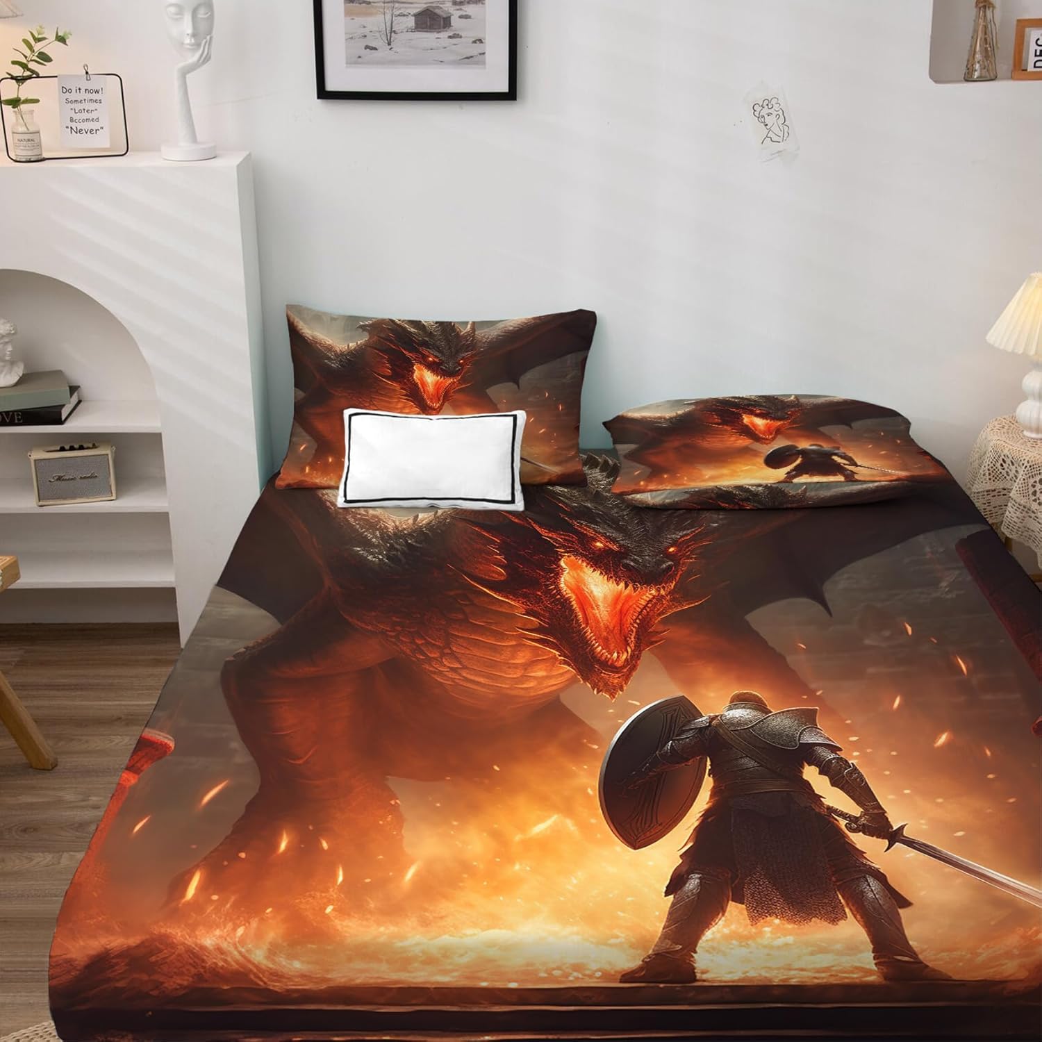 zcsm Dragon Sheets – Juego de sábanas de tamaño California King, sábanas de microfibra suave, bolsillo profundo, sábanas y fundas de almohada