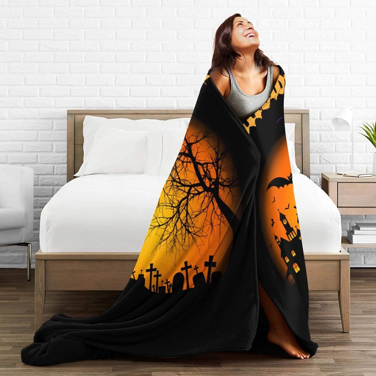 Manta de microforro polar ultrasuave para Halloween, ligera, mullida y cálida, manta de franela de Halloween para sofá, cama, sala de estar, 50 x 40
