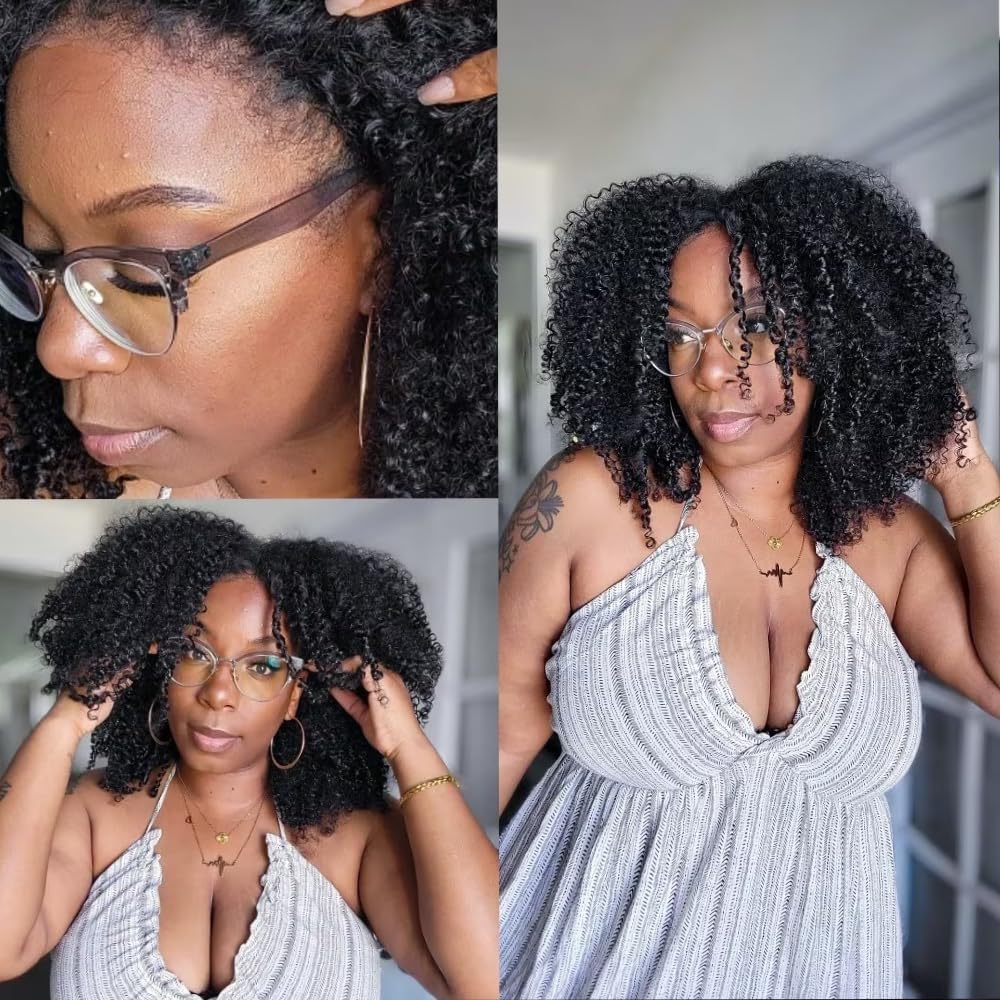 KLAIYI Bye Bye Knots 7×5 pre corte encaje peluca sin pegamento 16 pulgadas
