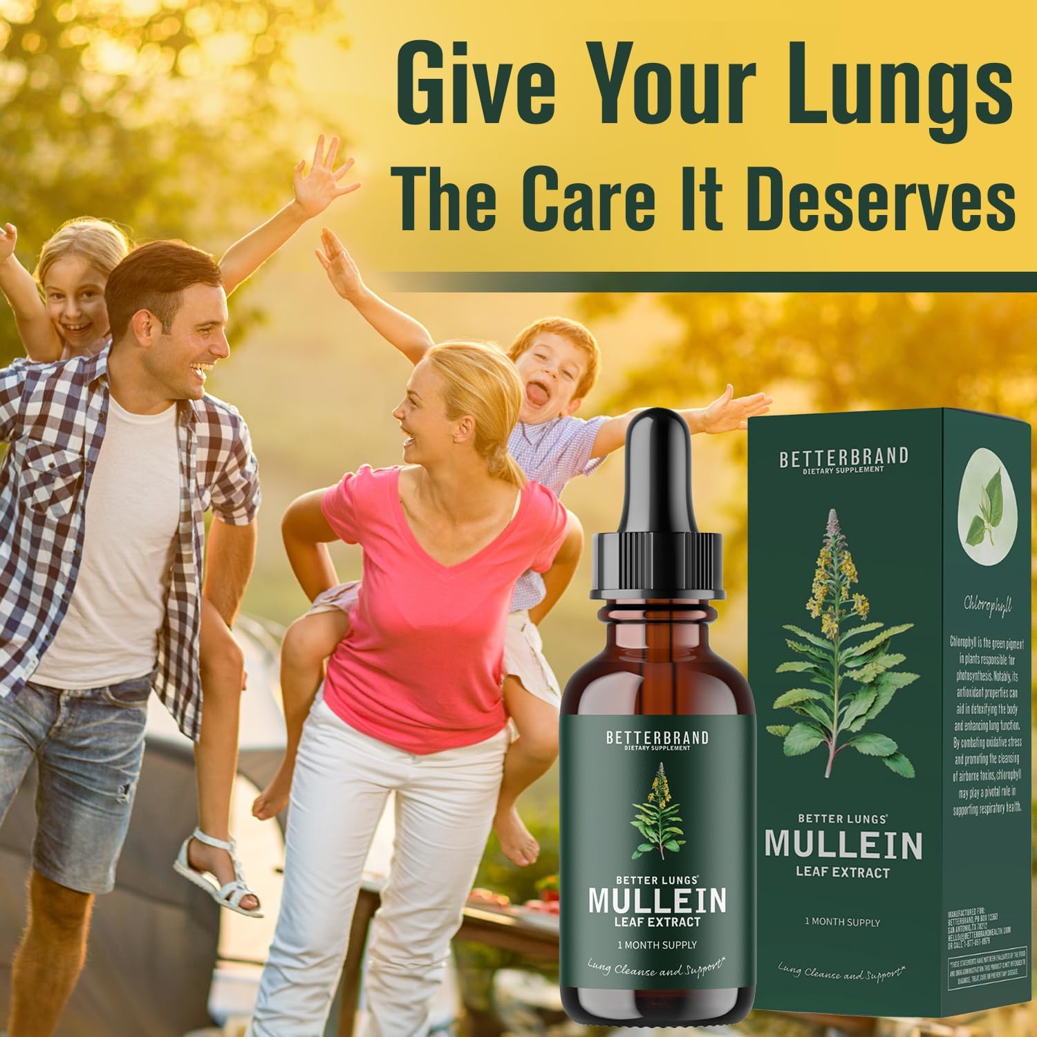 Betterbrand BetterLungs Extracto de hoja de gordolobo  Apoya la limpieza pulmonar y la función respiratoria para una respiración saludable