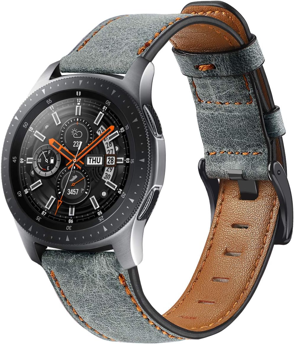 Compatible con Samsung Galaxy Watch de 1.811in, 0.866in, correa de cuero genuino para Samsung Gear S3 FrontierHuawei Watch GT 2 de 1.811in, correa