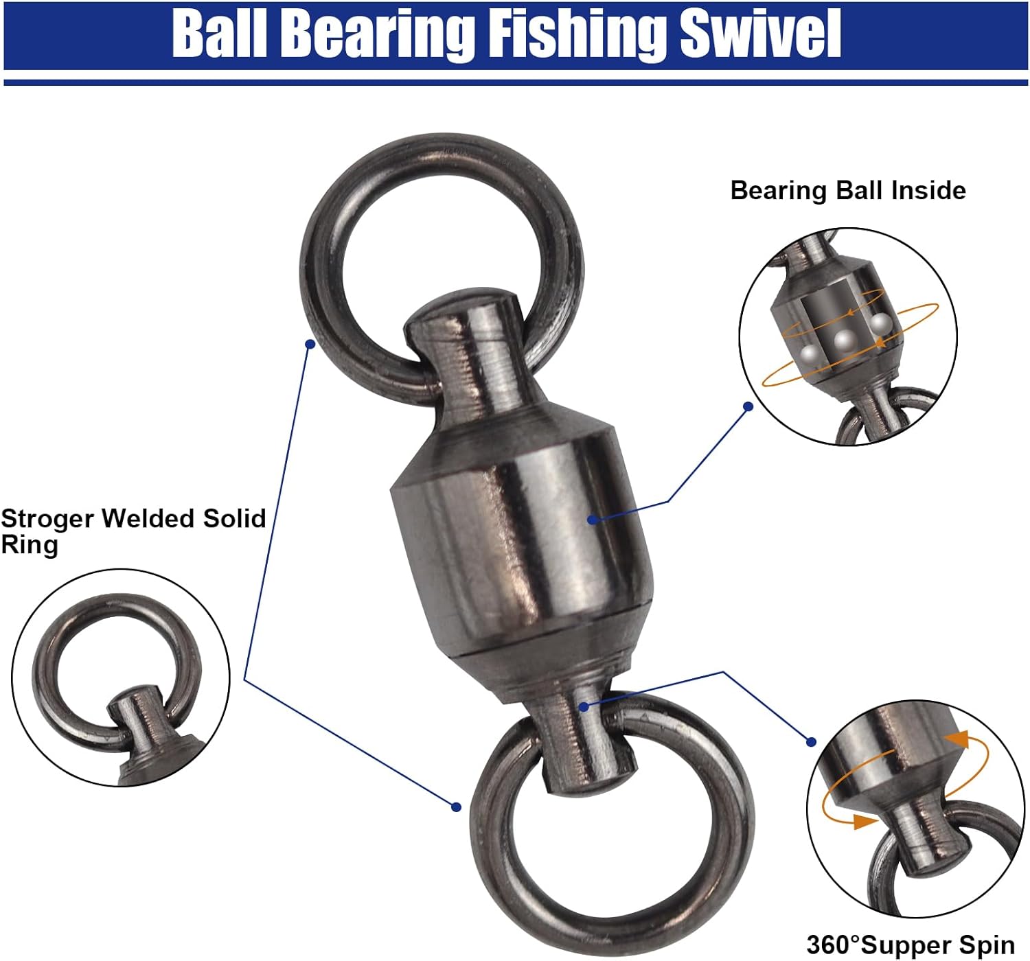 MAFIMOEA – 15-25 piezas de rodamientos de bolas de pesca, conectores giratorios de acero inoxidable, anillo de soldadura sólido de alta resistencia,