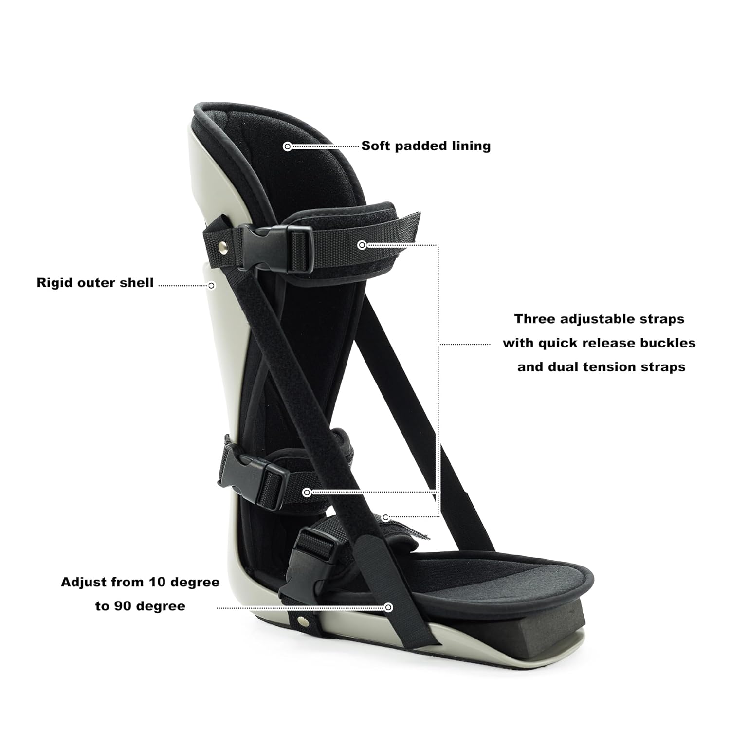 Férula nocturna para fascitis plantar, soporte ajustable para piernas que se adapta al pie derecho o izquierdo para estiramiento de fascia, tendón y