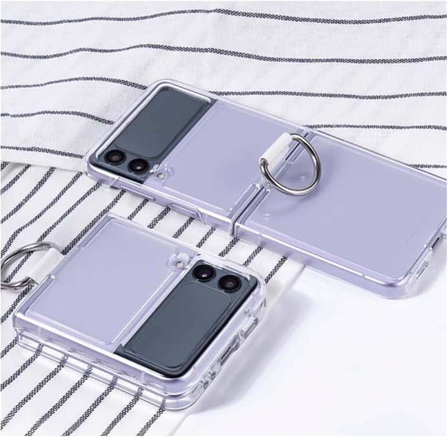 Funda transparente con soporte de anillo a prueba de golpes para Samsung Galaxy Z Flip 4, funda transparente para Samsung Zflip4 5G Z4 con anillo