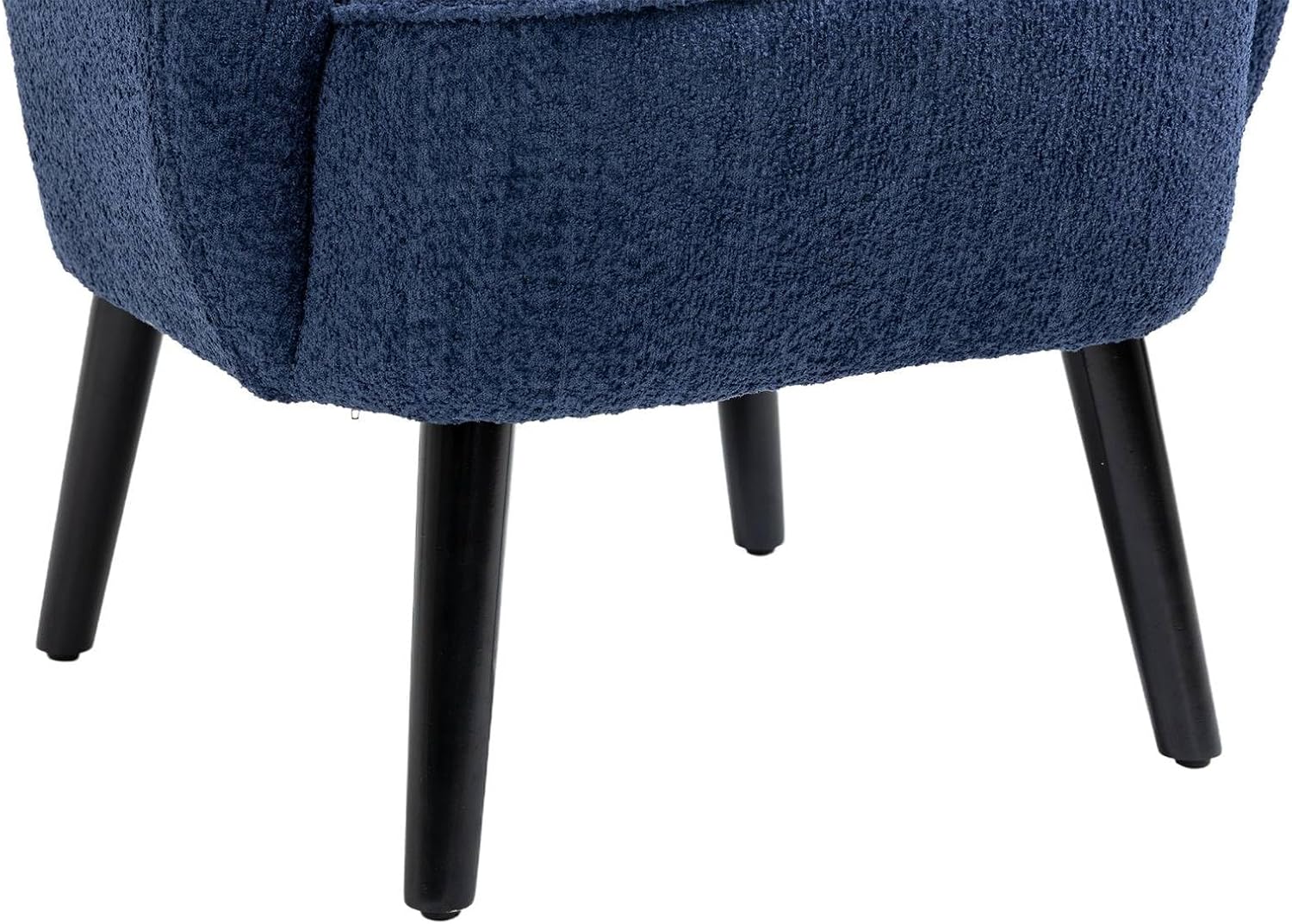 Silla decorativa de tela con asiento tapizado, moderna y elegante silla de sala de espera con brazos de madera maciza, color azul claro