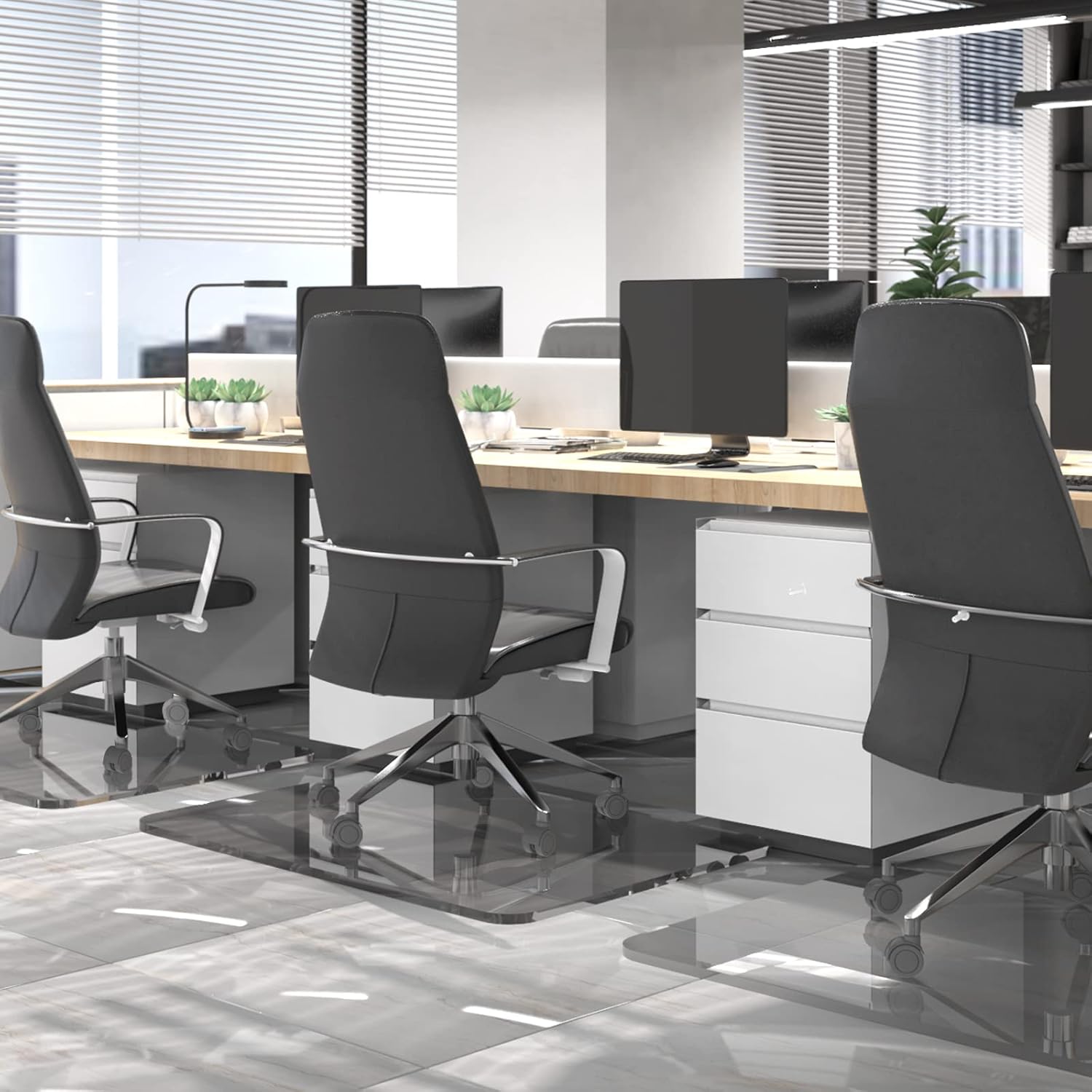Tapete para silla de cristal, transparente estándar, 36 x 48 pulgadas, resistente vidrio templado, grosor de 15 pulgadas, tapetes de vidrio para