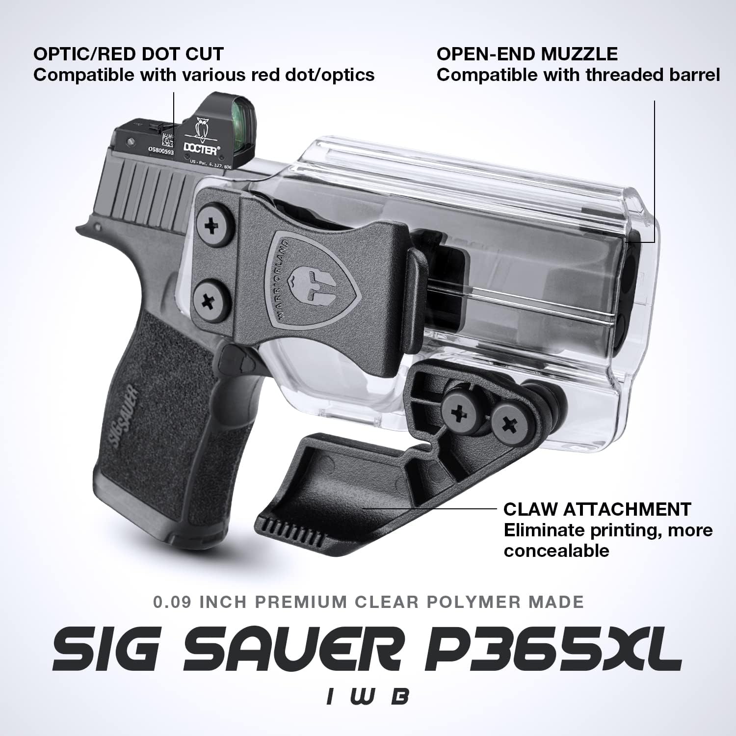 Funda Sig P365 IWB KYDEX Compatible con Sig Sauer P365  P365 SAS  P365X (no compatible con P365 X-Macro), funda de transporte oculta en la cintura