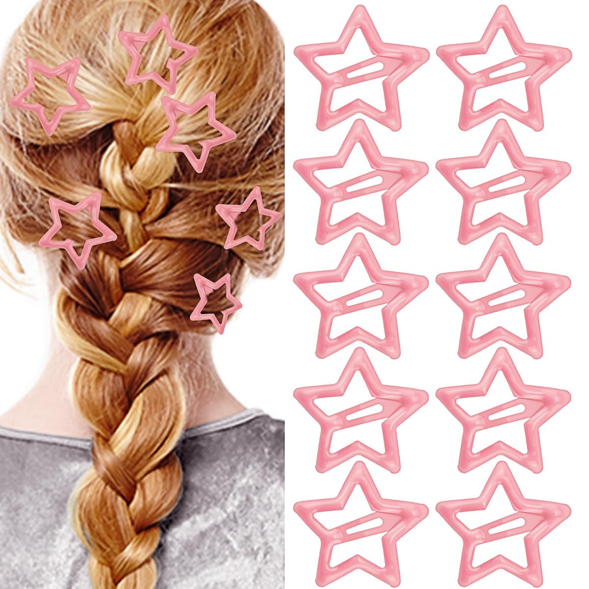 Pinzas para el cabello con diseño de estrella de metal, color rosa, lindas y pequeñas, pinzas para el cabello Y2K, con diseño de estrella Y2K,