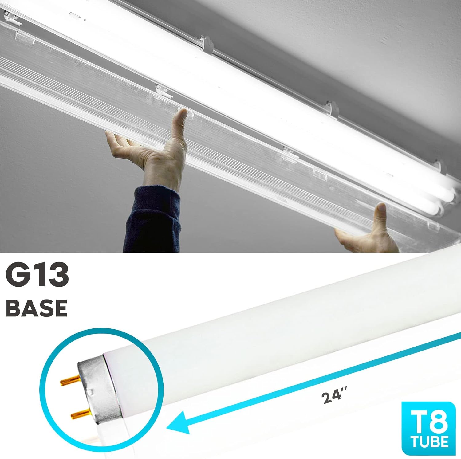 LUXRITE F17T8841 Bombilla fluorescente T8 de 17 W y 24 pulgadas, 4100 K blanco frío, 1350 lúmenes, base bi-pin mediana G13, LR20752, paquete de 4