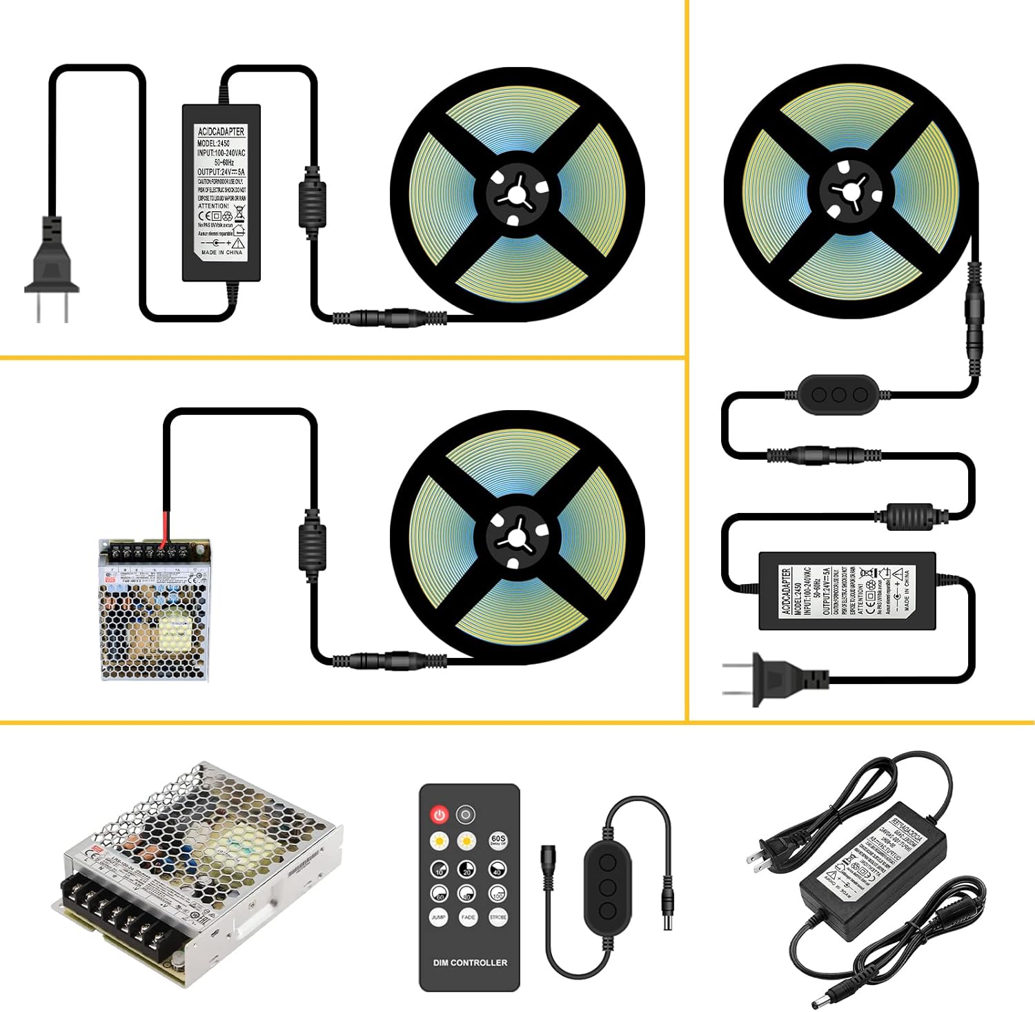 Tira de luces LED mazorcas de 16 pies y 12 V de alta densidad, 320 LED, luz blanca cálida de 9.6 Wm, 3000 K, CRI 90+, 0.315 in de ancho, tira de luz