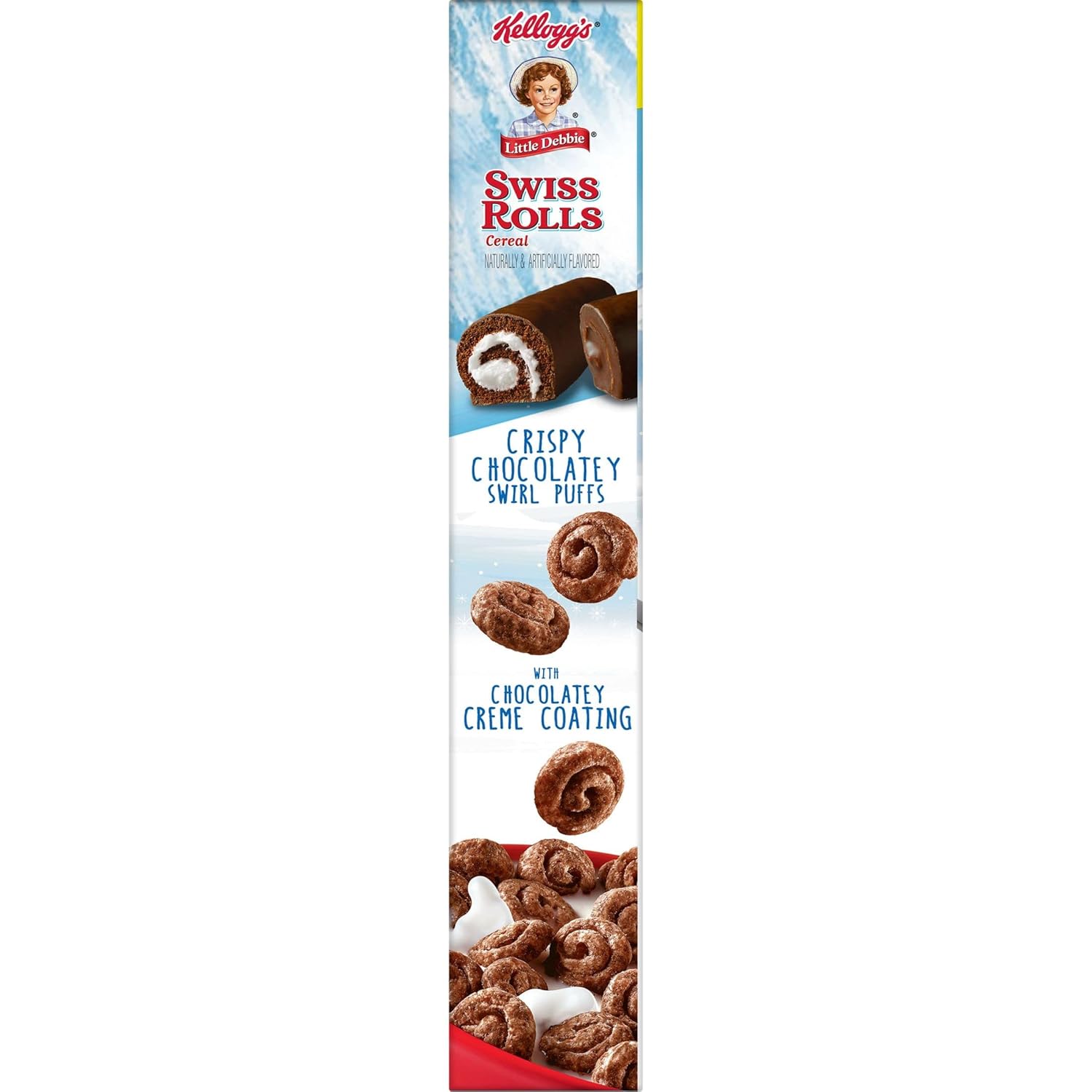 Little Debbie Cereal para desayuno frío, 8 vitaminas y minerales, aperitivos para niños, tamaño familiar, rollos suizos, caja de 13.5 onzas (1 caja)