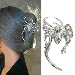 Pinzas de metal para el cabello de araña, plateadas, vintage, brillantes, para Halloween, pinzas grandes para cabello grueso o fino, pinzas para el Pinzas de metal para el cabello de araña, plateadas, vintage, brillantes, para Halloween, pinzas grandes para cabello grueso o fino, pinzas para el