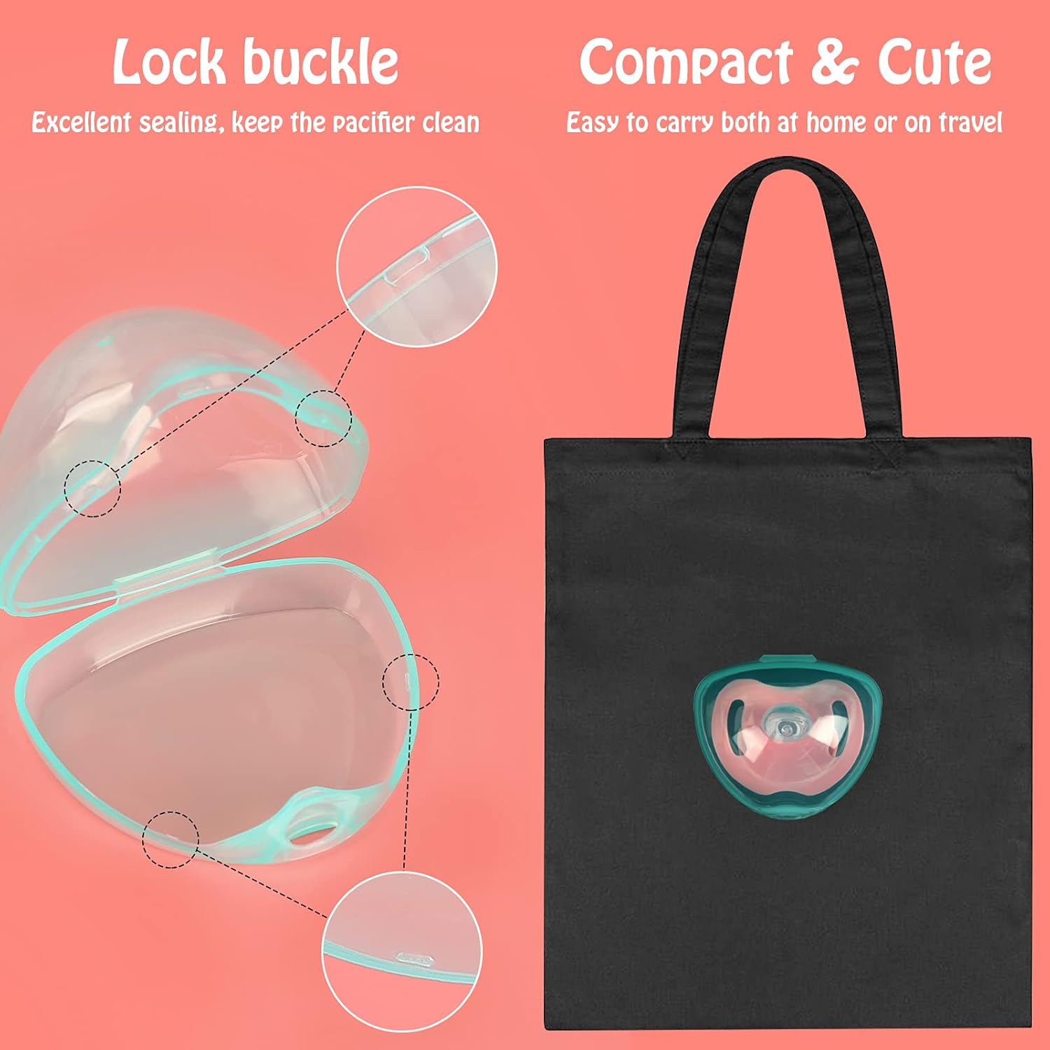 Accmor Funda para chupete, estuche para chupete, contenedor para chupete para viajes, sin BPA, verde transparente, paquete de 4