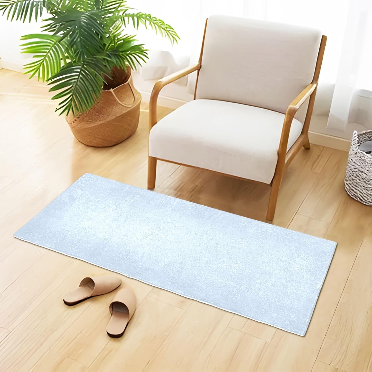 Elegante alfombra absorbente azul para suelo de baño, cómodas alfombras de baño antideslizantes, tapetes de baño de felpa duraderos, 39 x 20 pulgadas