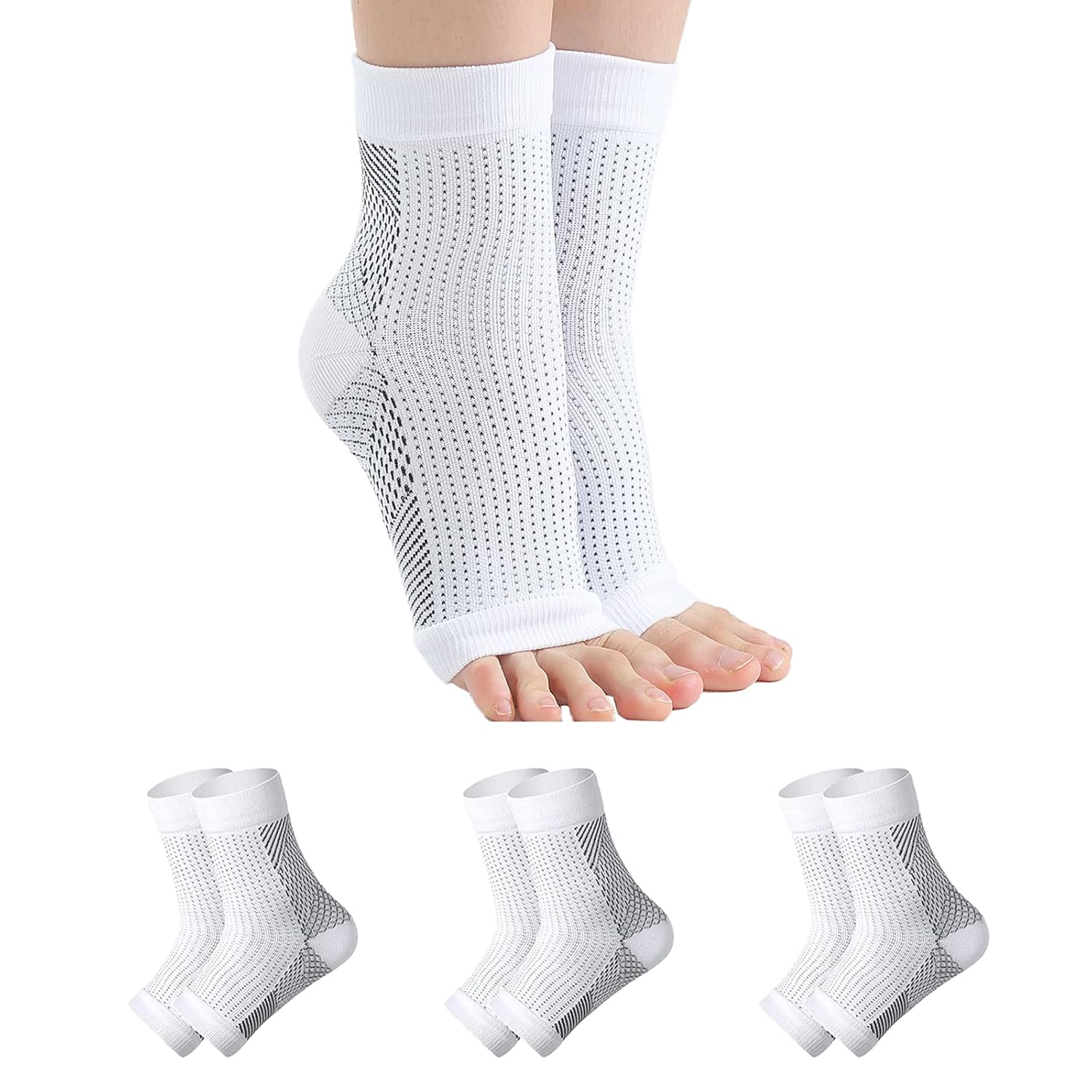 Candyhouse 3 calcetines de neuropatía de compresión de tobillo para mujeres u hombres, soporte de tobillo para hinchazón, fascitis plantar,
