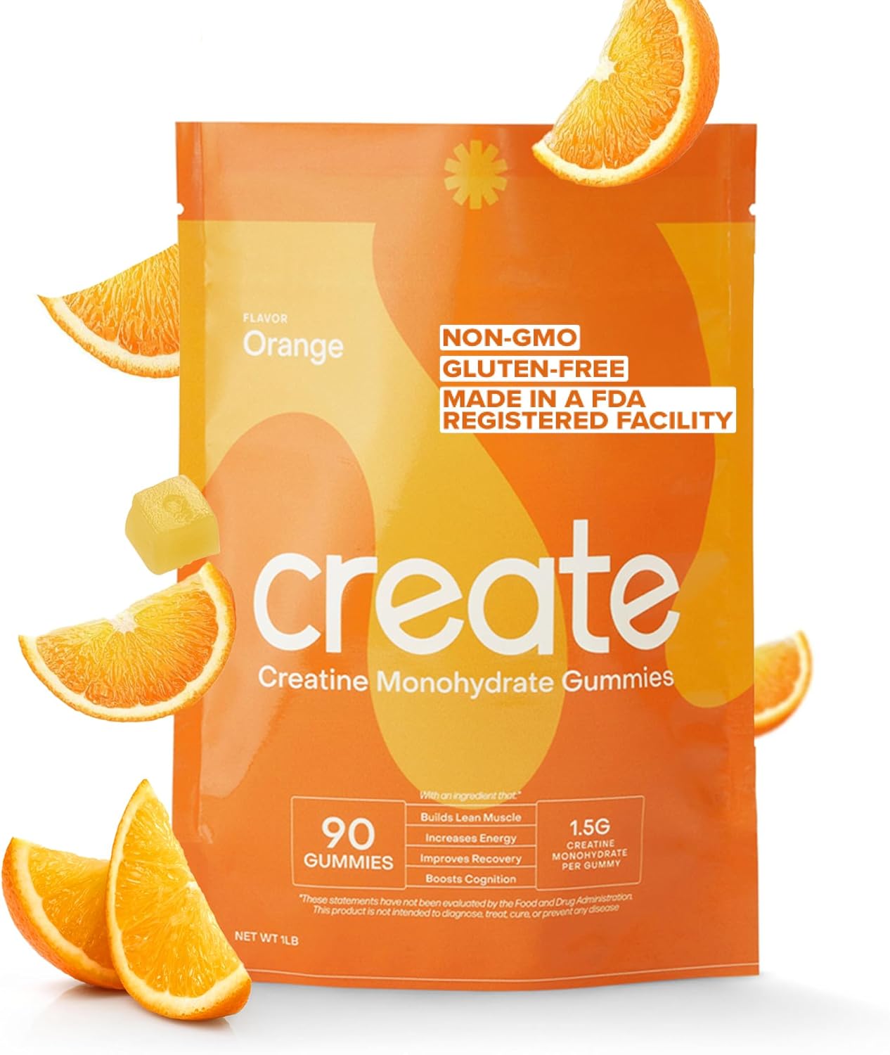 Create Gomitas de monohidrato de creatina para hombres y mujeres, aumenta la concentración, la fuerza y la resistencia, fórmula antifusión, veganas,
