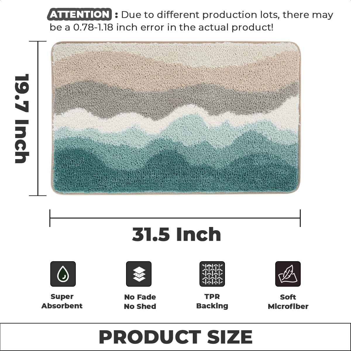 Loismood Tapete de baño súper absorbente de microfibra esponjosa, antideslizante y lavable a máquina, tapete de baño para baño, dormitorio y sala de