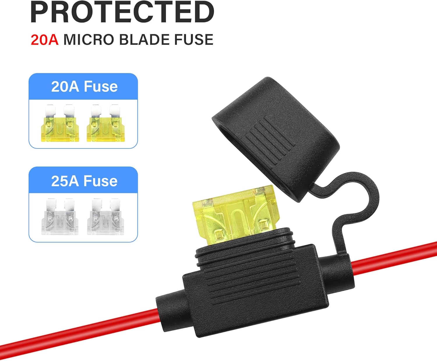 GINTOOYUN Encendedor de cigarrillos hembra de automóvil de 12 V a terminal de anillo tórico, enchufe de encendedor de cigarrillos con fusible de