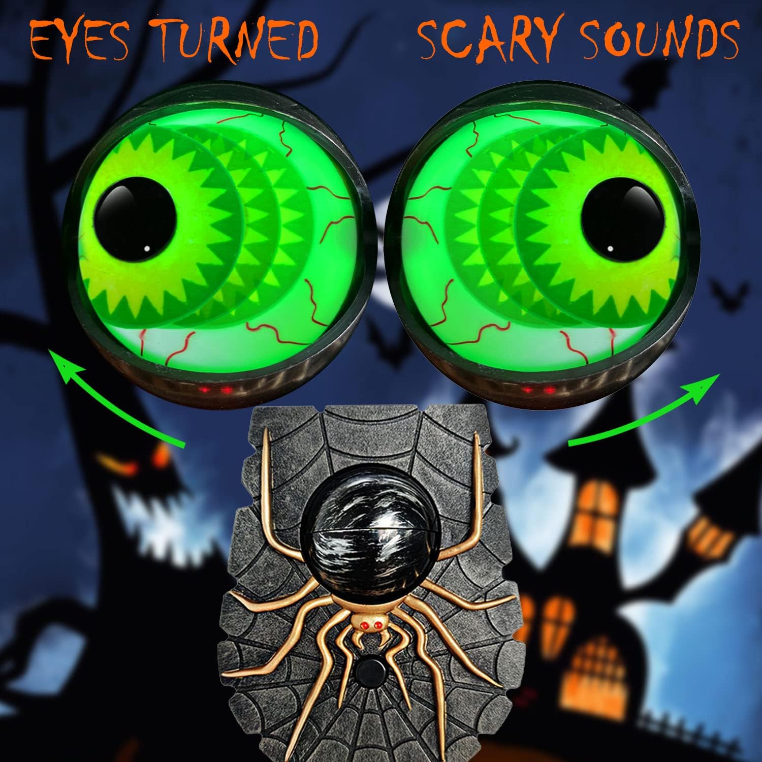 Decoraciones de Halloween aterradoras con forma de ojo rodante, Hocus Pocus, decoración de Halloween para exterioresinteriores con sonidos
