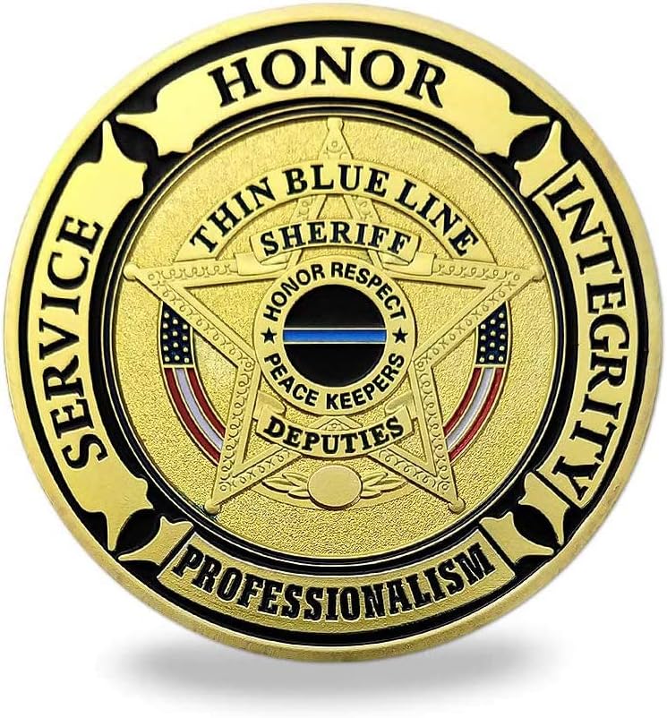 Moneda de desafío de aplicación de la ley de Estados Unidos delgada línea azul policial oración militar