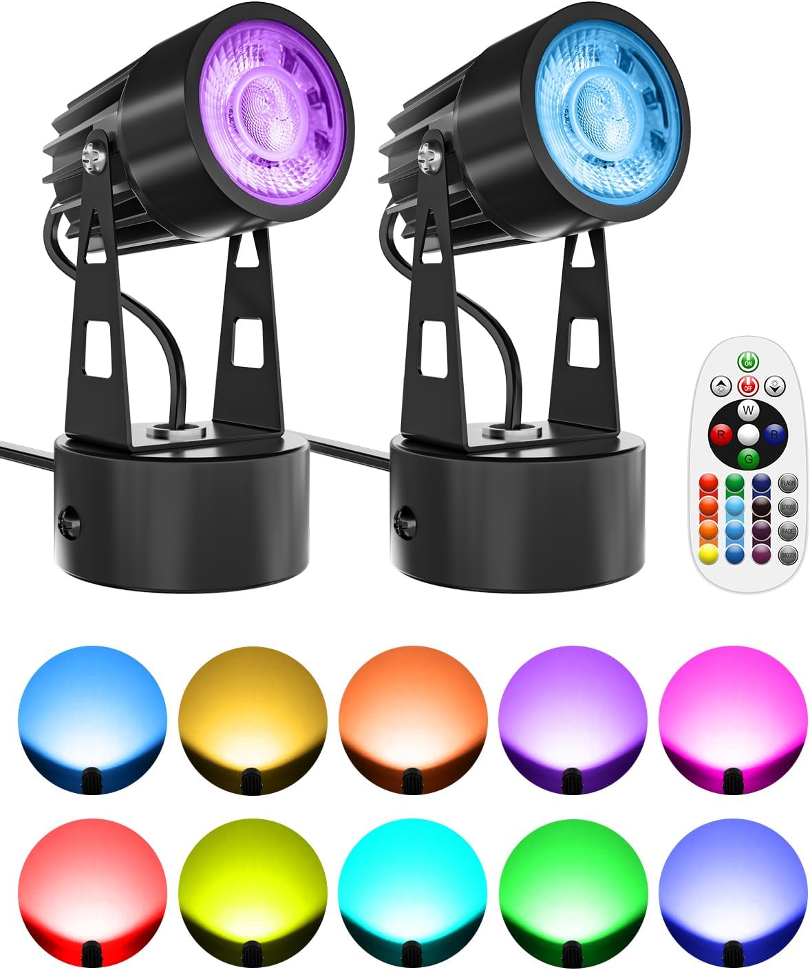 DOREIO Focos LED para interiores de 3 W, luces de iluminación RGB para interiores, lámpara de foco para plantas de 120 V, decoración de iluminación