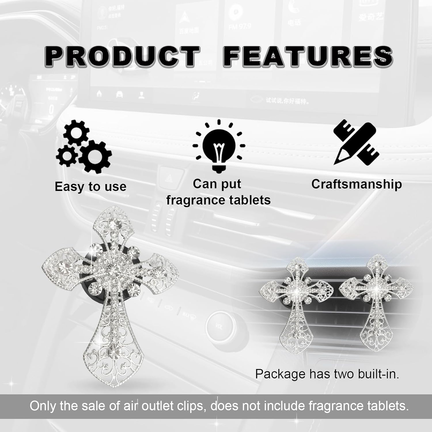 RBOKO 2 clips de ventilación de aire para automóvil, clips de ventilación de aire acondicionado para automóvil, accesorios de decoración del