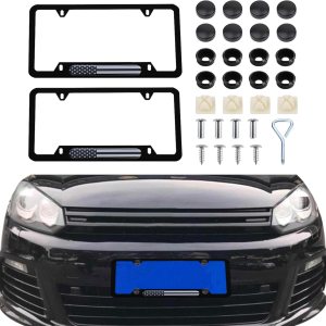2 marcos para matrícula de automóvil, soporte para placa patriótica de bandera estadounidense, cubiertas para matrícula de automóvil con tornillos y 2 marcos para matrícula de automóvil, soporte para placa patriótica de bandera estadounidense, cubiertas para matrícula de automóvil con tornillos y