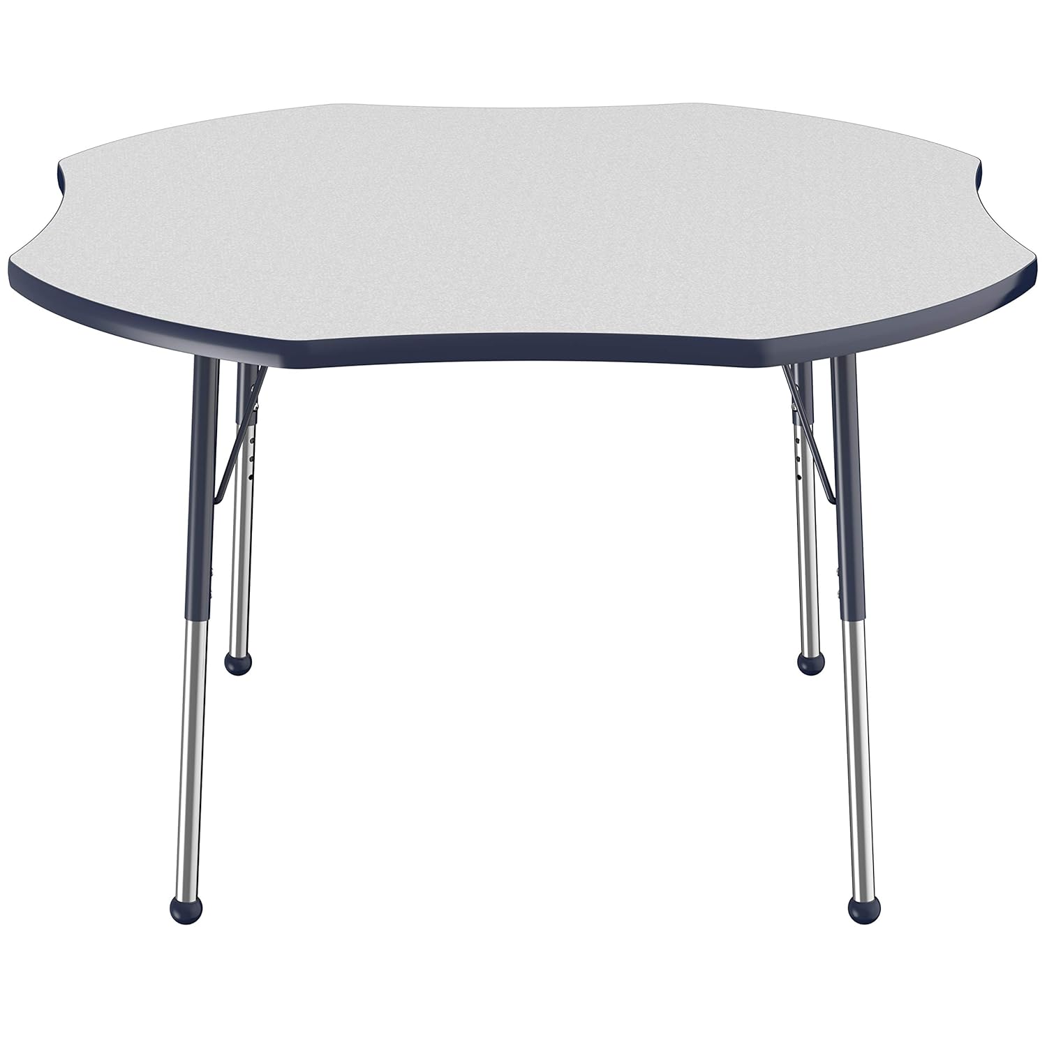 FDP Clover – Mesa escolar y de oficina (48 x 48 pulgadas), patas estándar con deslizadores de bolas para entornos de asientos colaborativos, altura